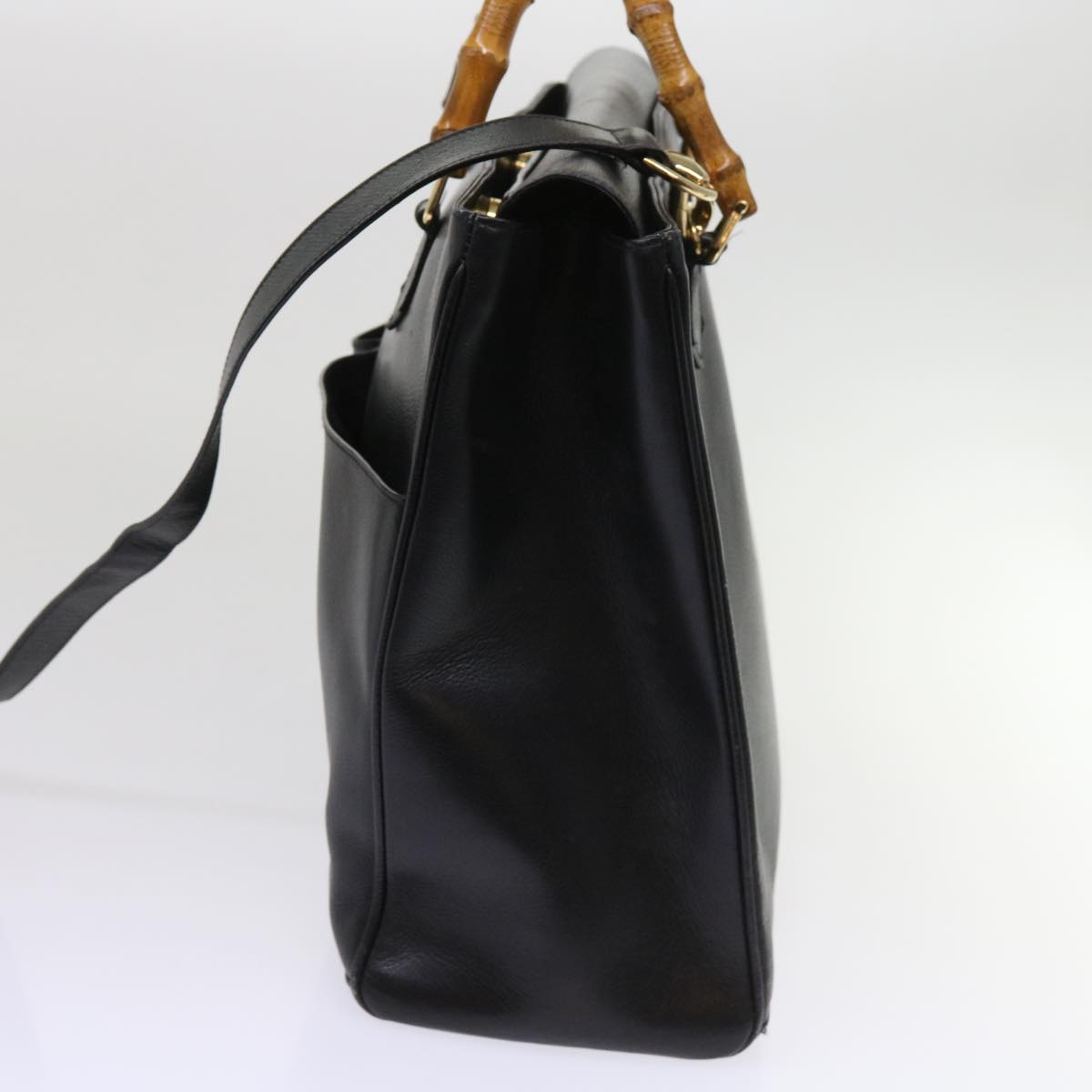 GUCCI Bamboo Hand Bag Leather 2way Black 002 2855 0322 0  64369