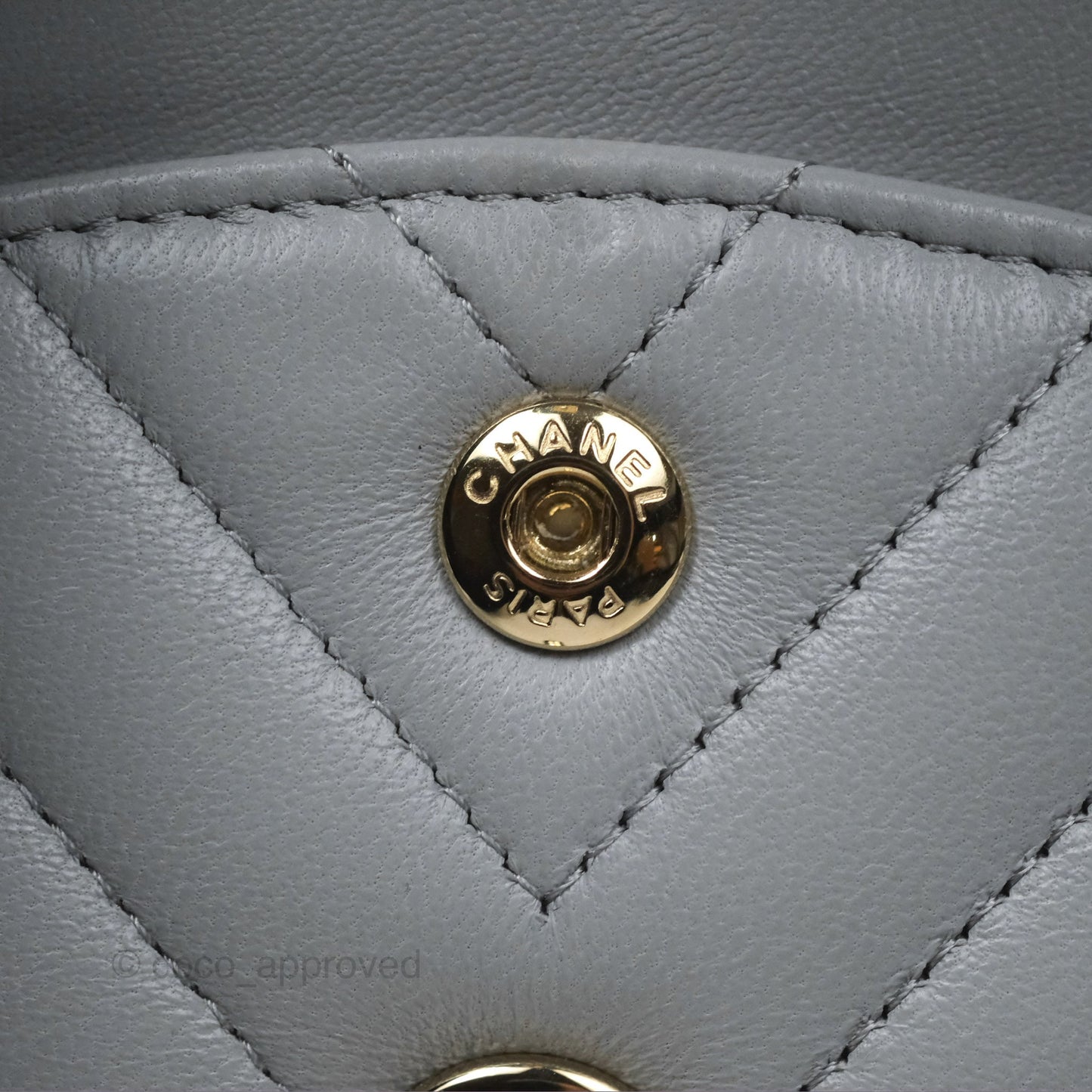 Chanel Small Classic Chevron Flap Grey Lambskin Gold Hardware