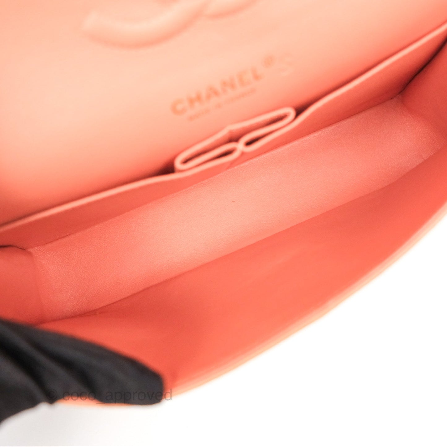 Chanel Classic M/L Medium Flap Quilted Peach Lambskin Gold Hardware