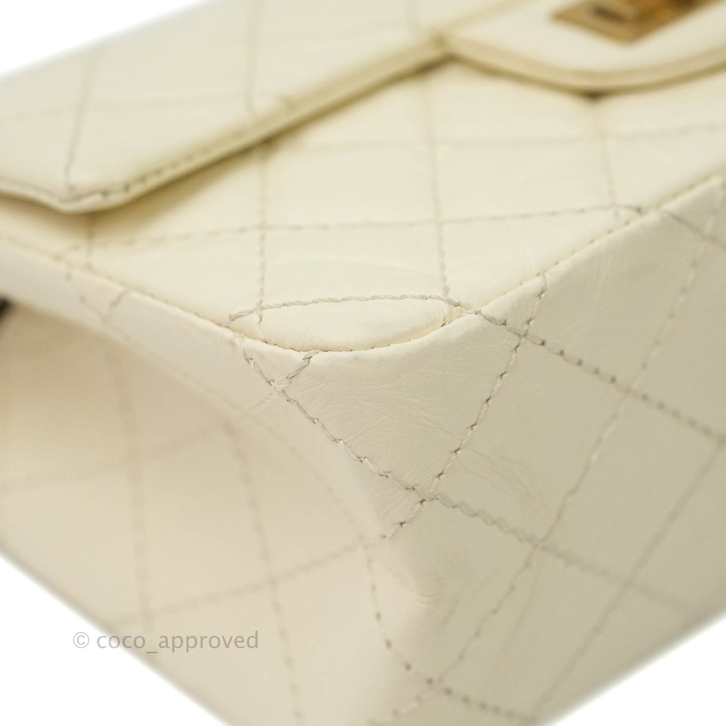 Chanel Mini Reissue 224 White Aged Calfskin Aged Gold Hardware