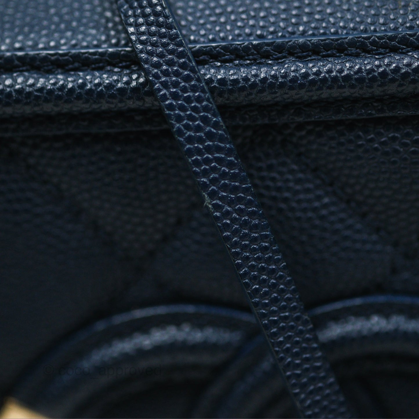 Chanel Quilted Small CC Filigree Vanity Case Navy Caviar Gold Hardware