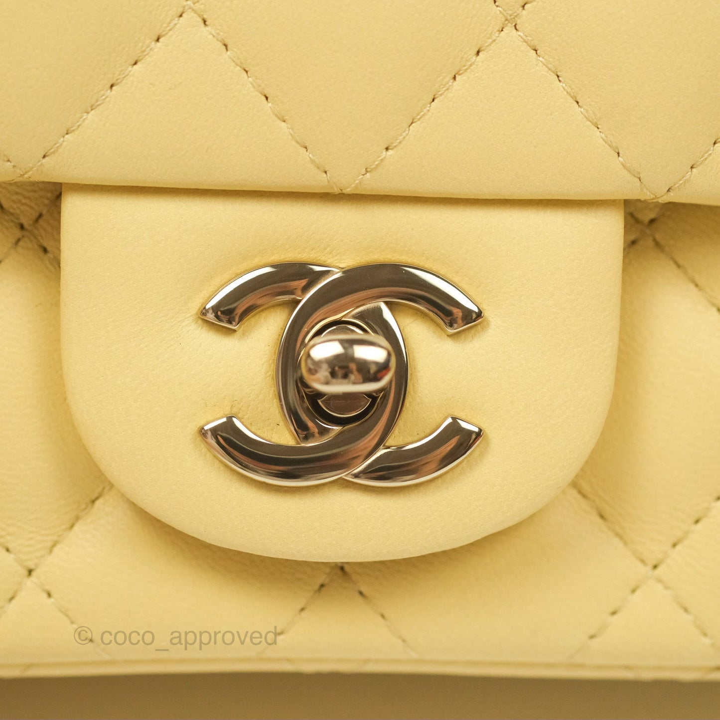 Chanel Mini Square Quilted Yellow Lambskin Gold Hardware