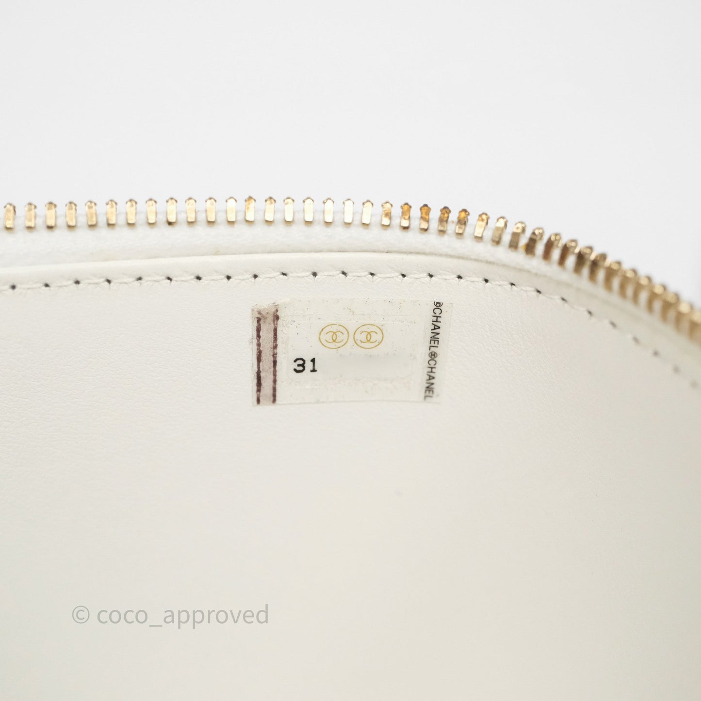 Chanel Logo Top Handle Vanity Rectangular White Caviar Aged Gold Hardware