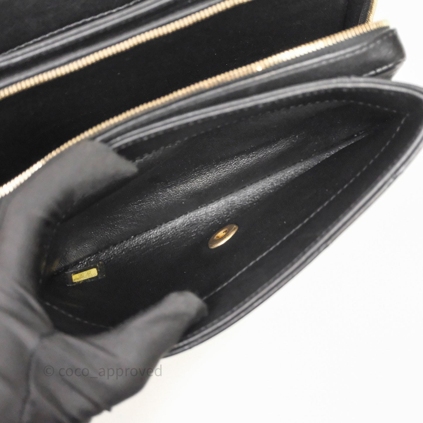 Chanel Chevron Flap Bag Black Calfskin Aged Gold Hardware