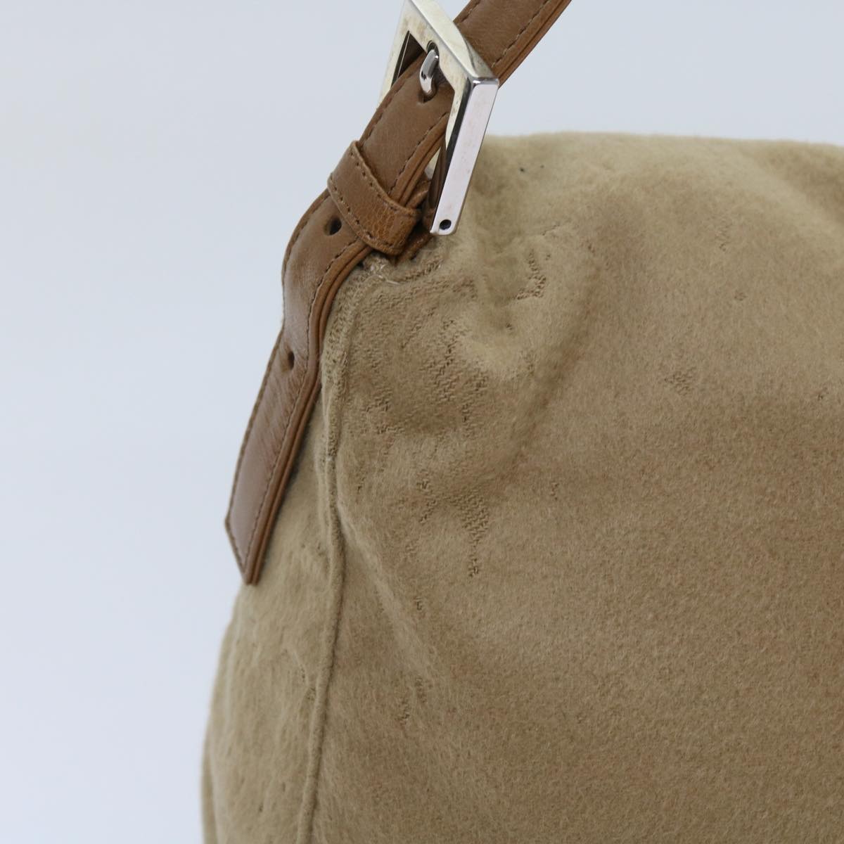 Luxury FendiMamma Baguette Shoulder Bag Wool Beige64454