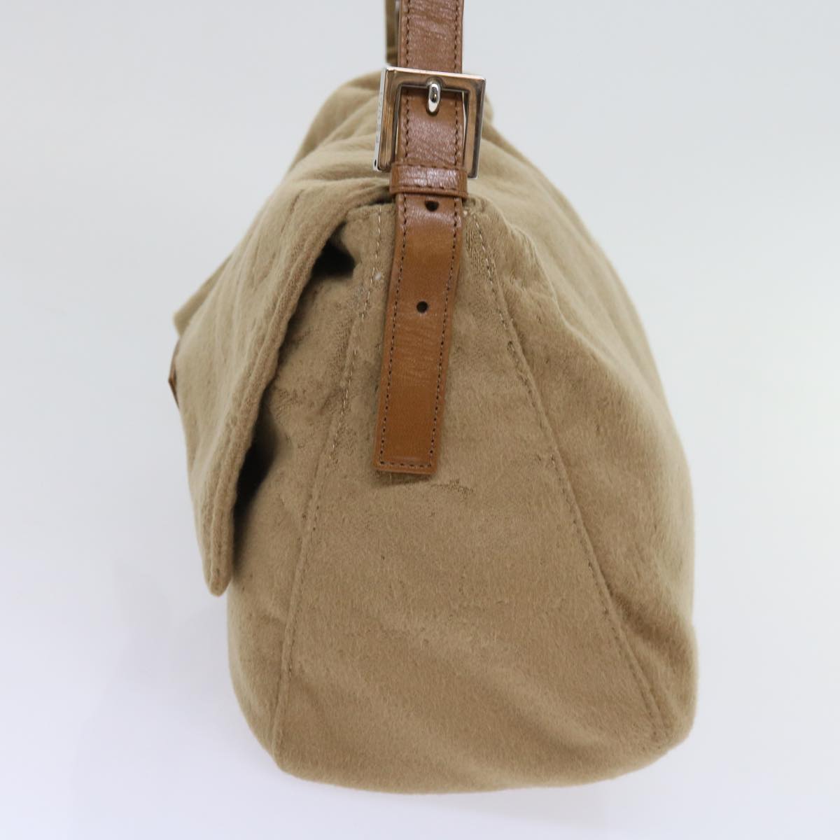 Luxury FendiMamma Baguette Shoulder Bag Wool Beige64454