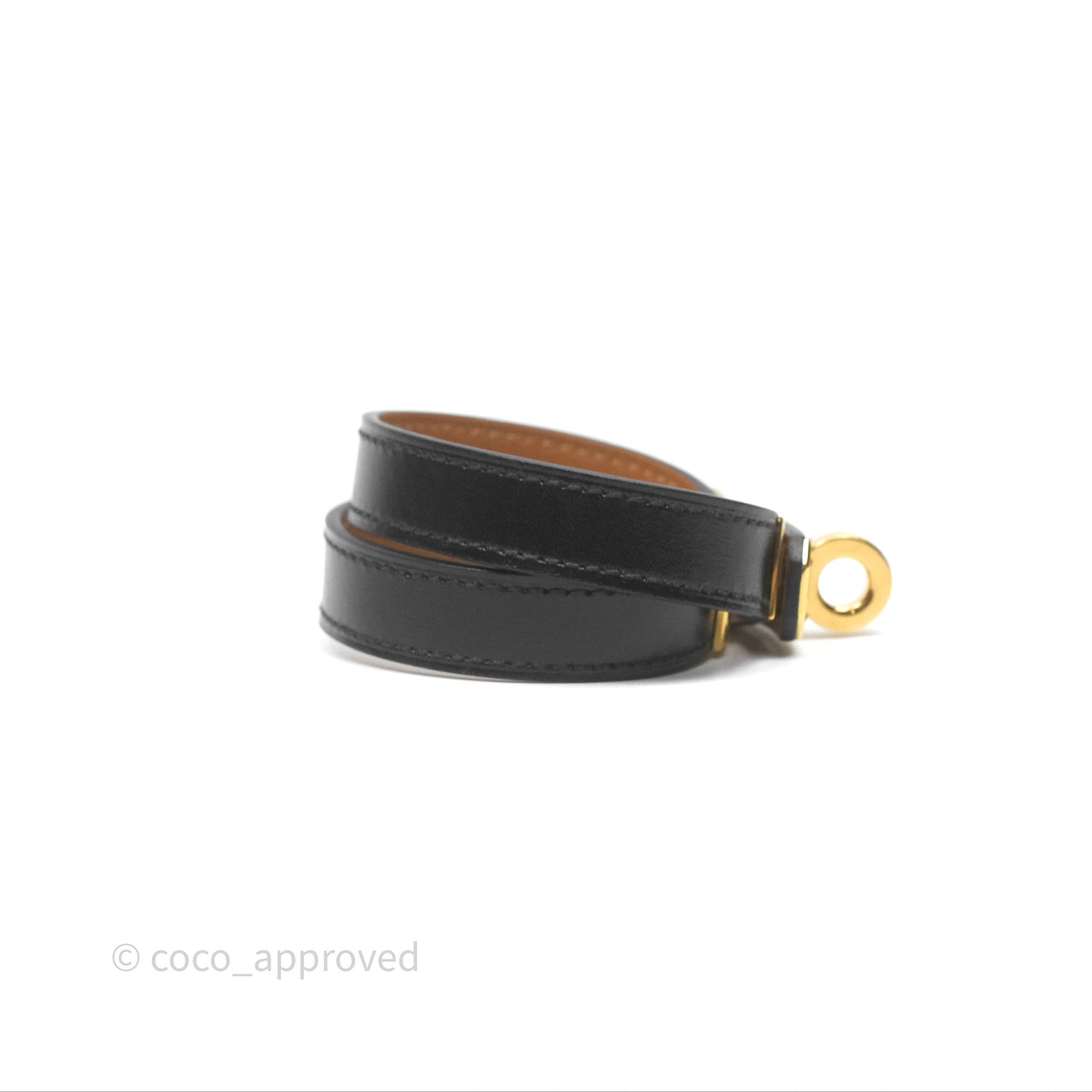 Hermès Kelly Double Tour Box Leather Bracelet Black Gold Hardware