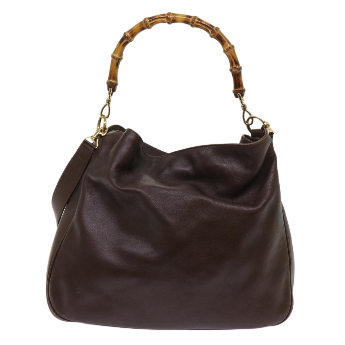 GUCCI Bamboo Shoulder Bag Leather 2way Brown 001 1705 1577  64481