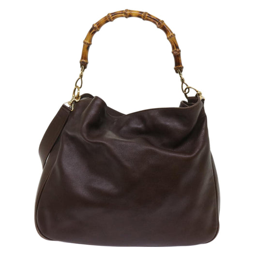 GUCCI Bamboo Shoulder Bag Leather 2way Brown 001 1705 1577  64481