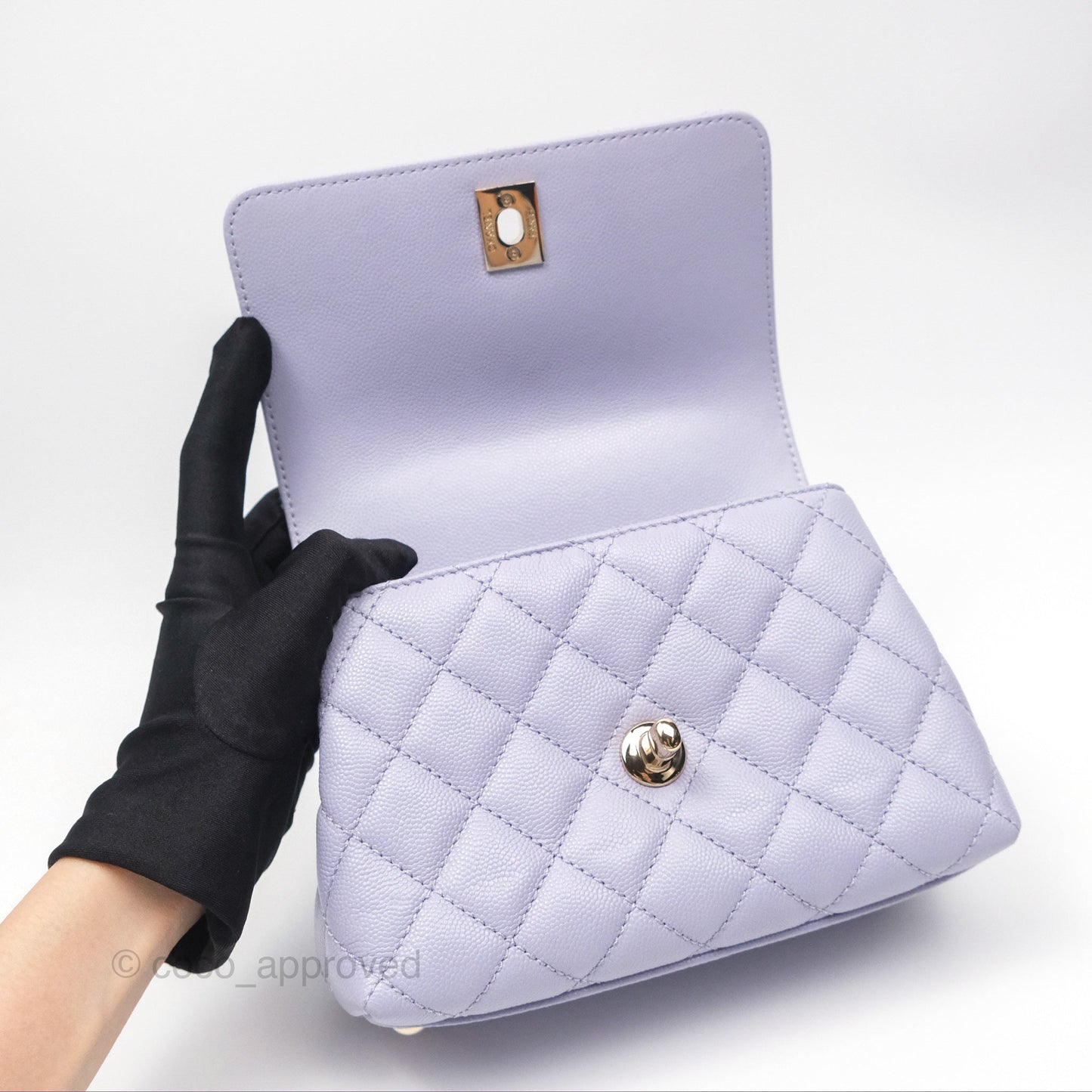 Chanel Mini Coco Handle Lilac Caviar Gold Hardware