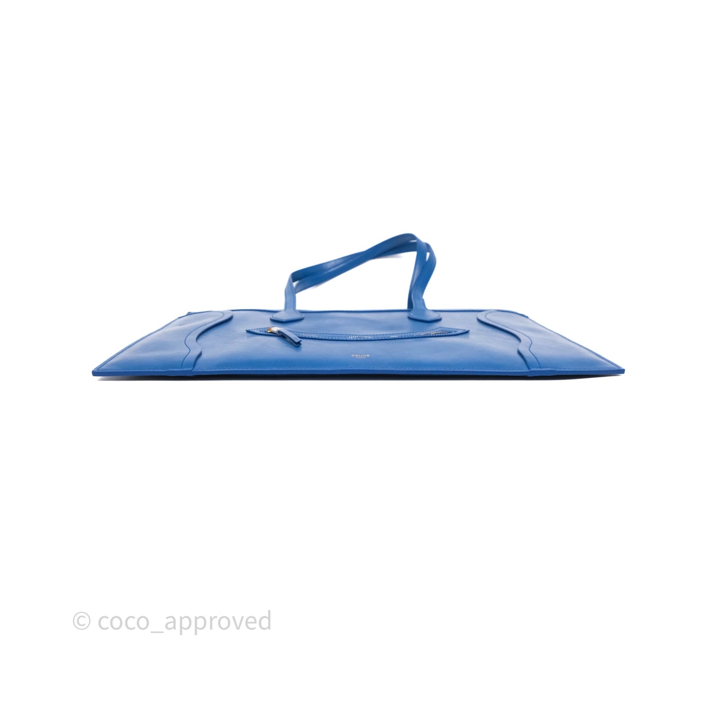 Celine Flat Luggage Tote Bag Blue Calfskin