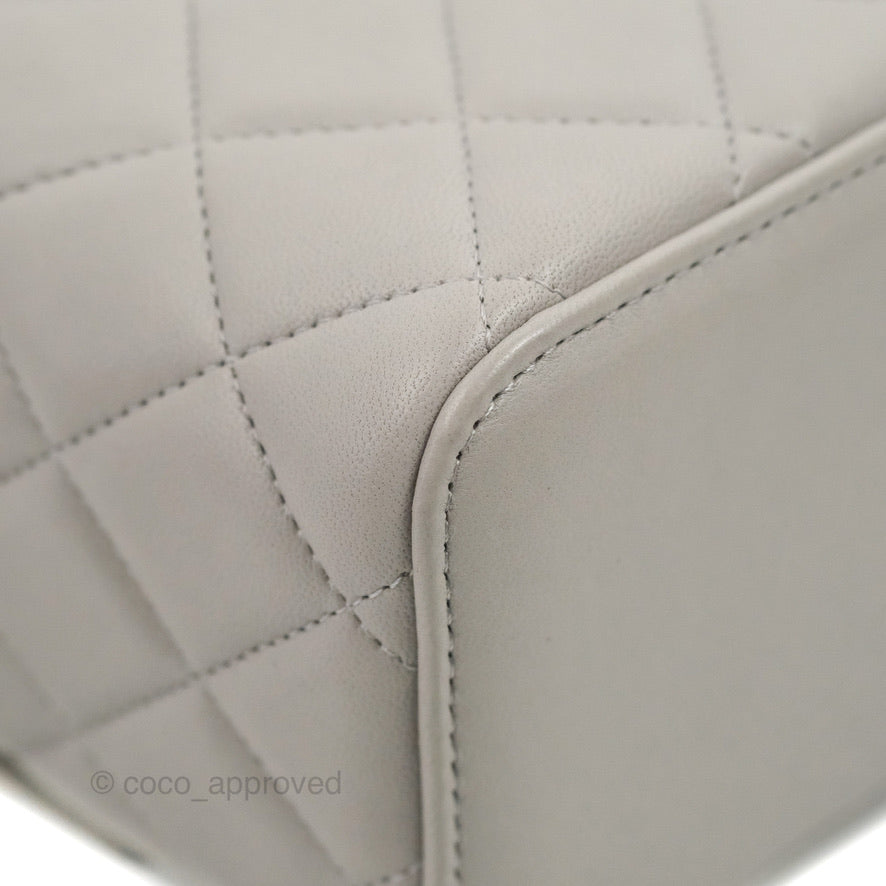 Chanel Vanity Rectangular Top Handle Grey Lambskin Gold Hardware