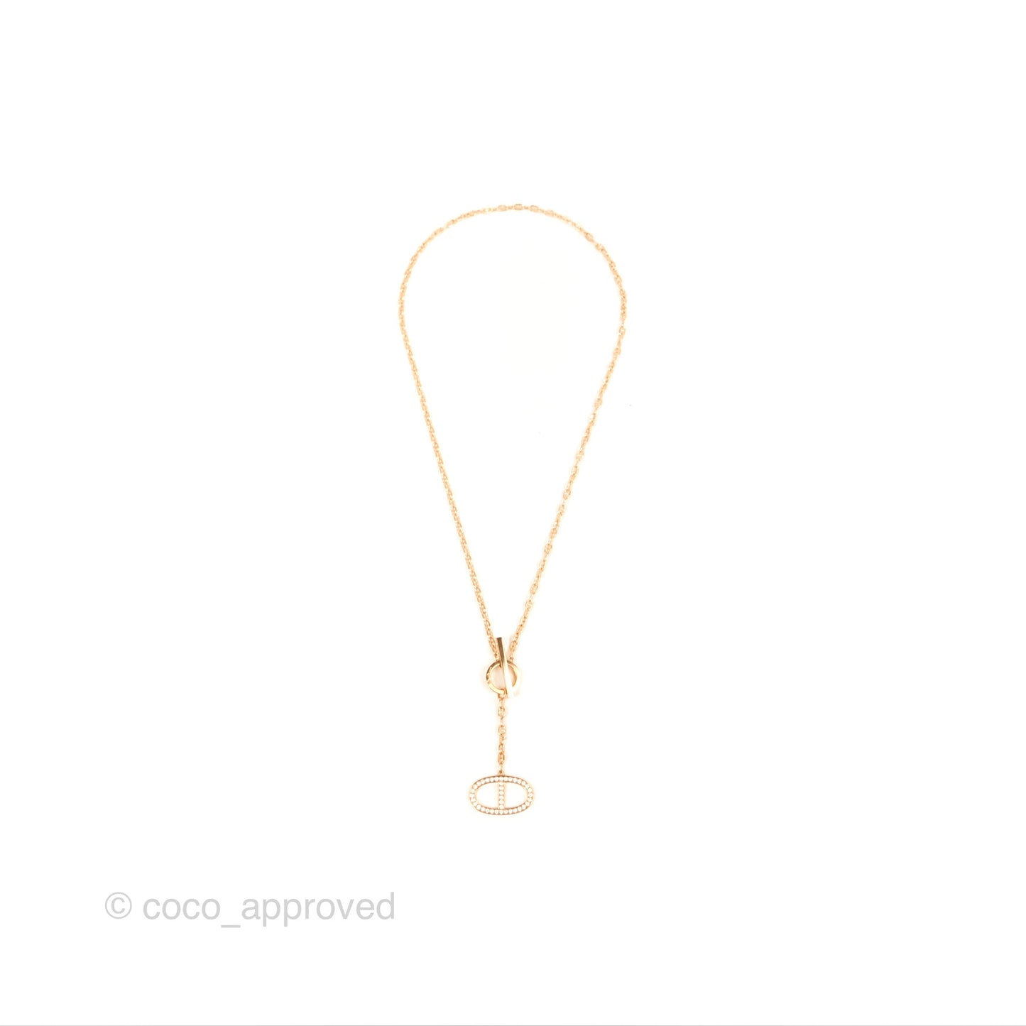 Hermès Chaine D'ancre Contour Pedant Large Model Diamonds Rose Gold