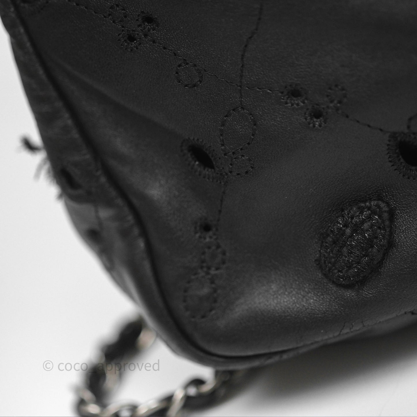Chanel Embroidered Butterfly Flap Black Lambskin Ruthenium Hardware