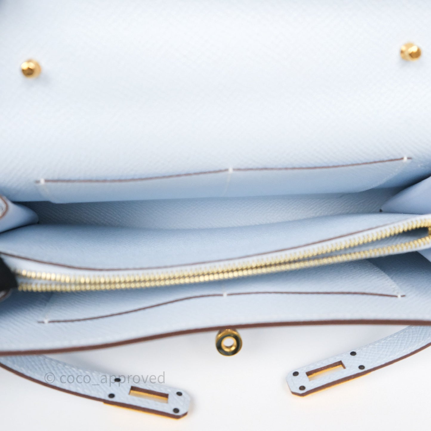 Hermès Kelly To Go Wallet Bleu Brume T0 Epsom Gold Hardware