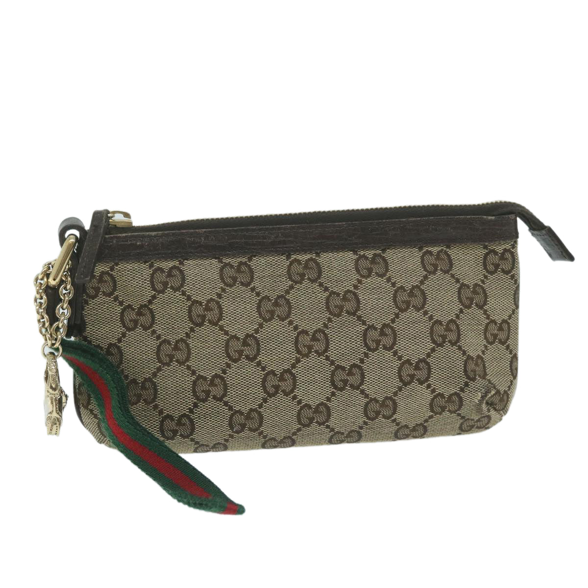 GUCCI GG Canvas Web Sherry Line Pouch Beige Red Green 152507  64507