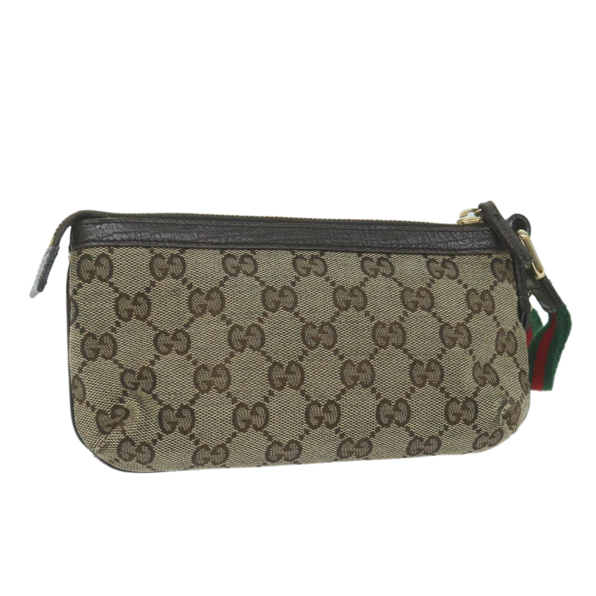 GUCCI GG Canvas Web Sherry Line Pouch Beige Red Green 152507  64507
