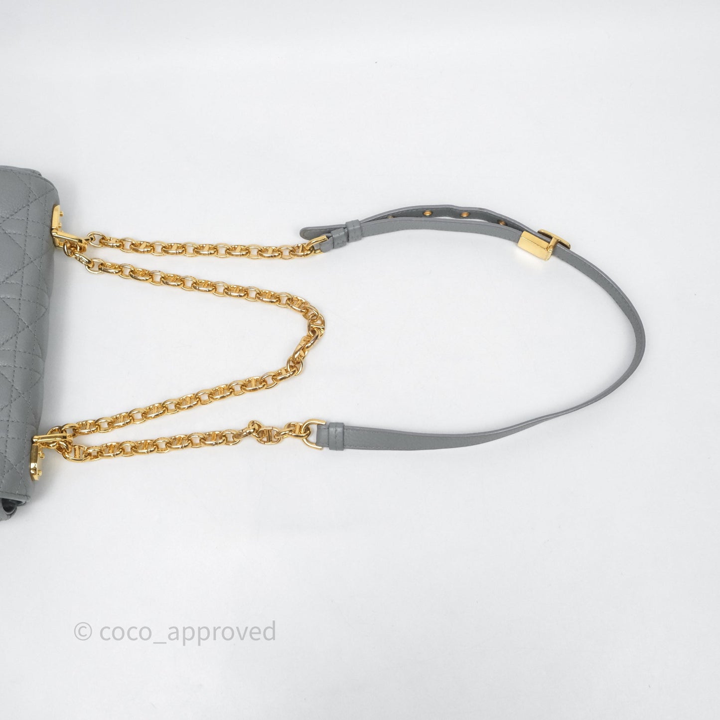 Christian Dior Small Caro Bag Stone Gray Supple Cannage Calfskin