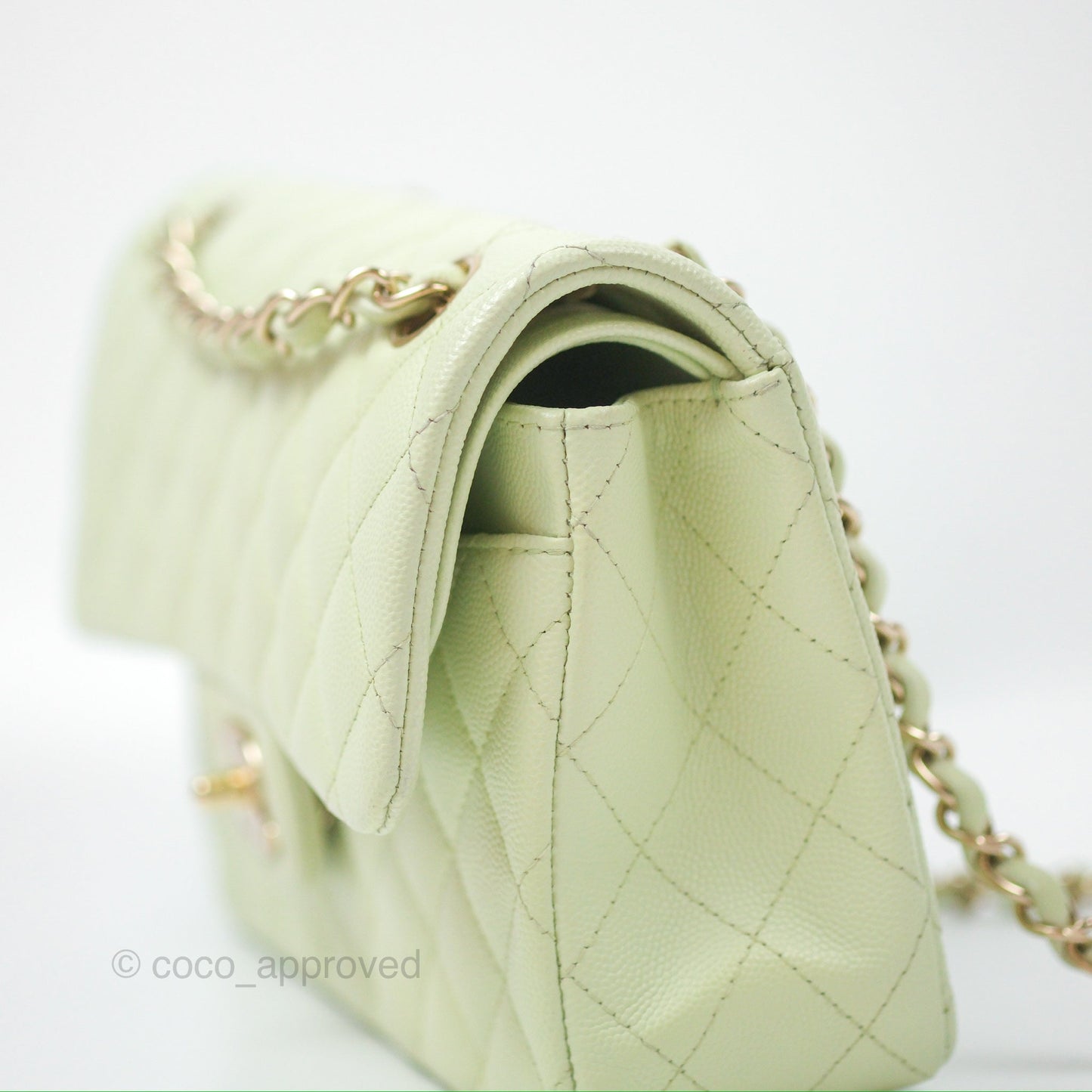 Chanel Small Quilted Classic Flap Mint Green Caviar Gold Hardware 22C