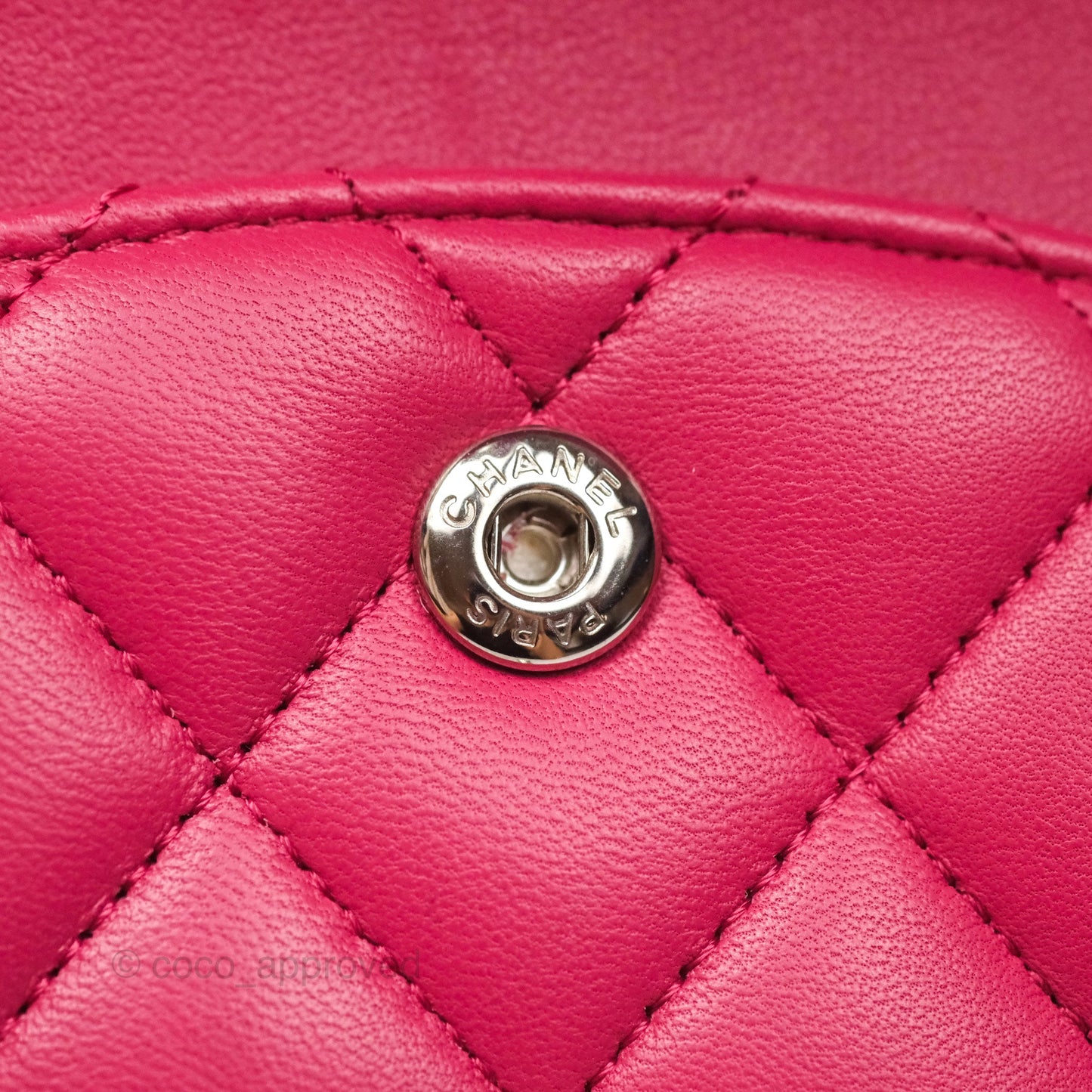 Chanel Classic M/L Medium Flap Quilted Dark Pink Lambskin Silver Hardware