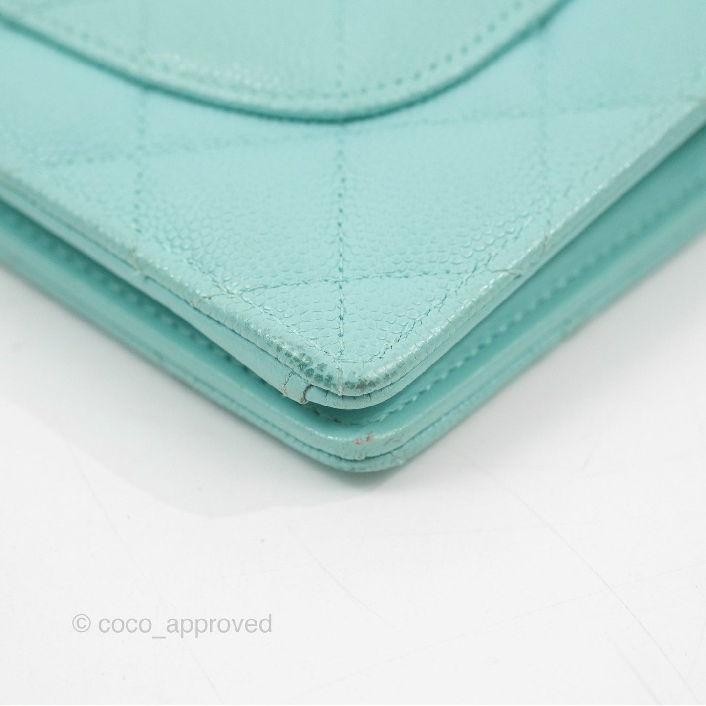 Chanel Classic Quilted Long Wallet Tiffany Blue Caviar Gold Hardware