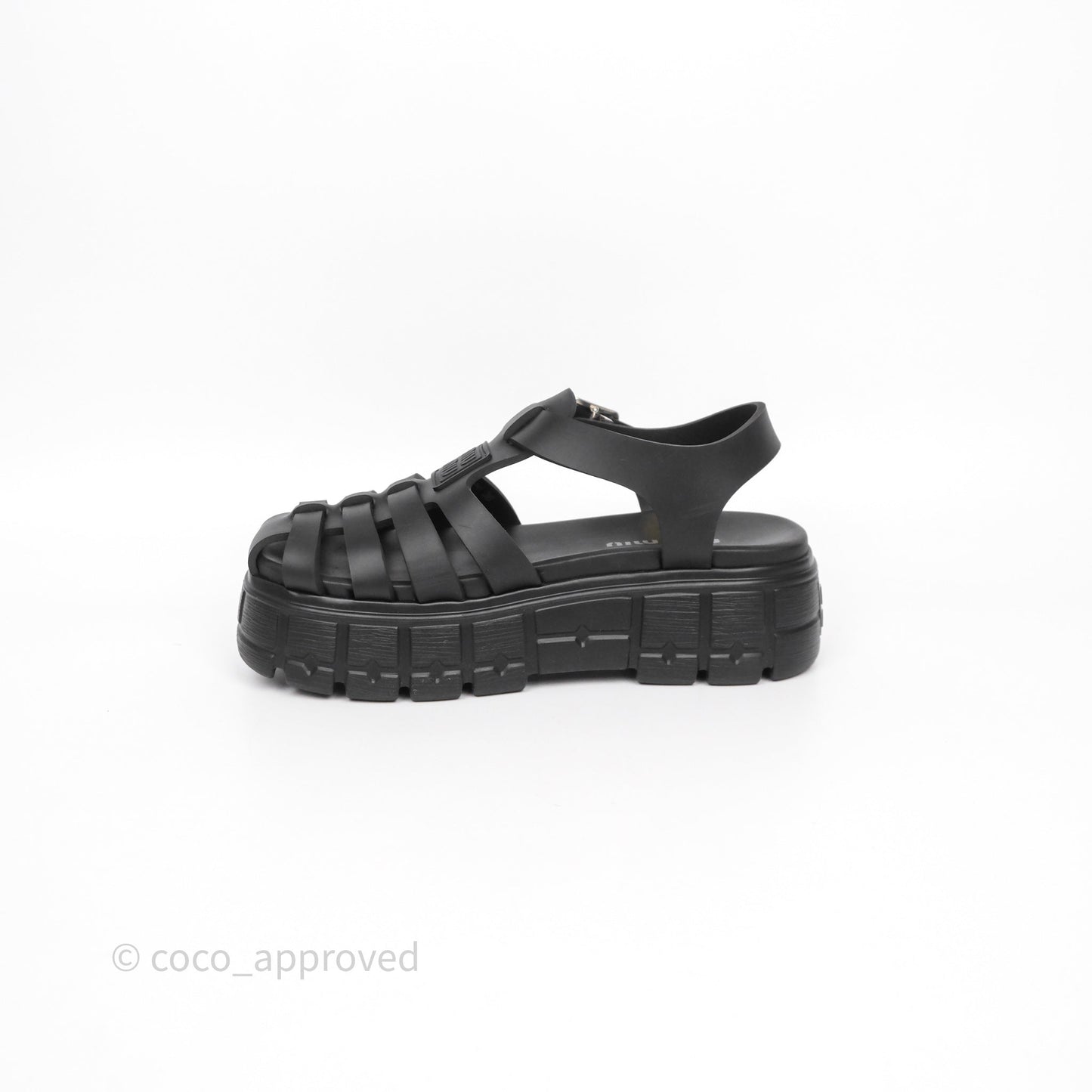 Miu Miu Soft Cage Flatform Sandal Black Size 36