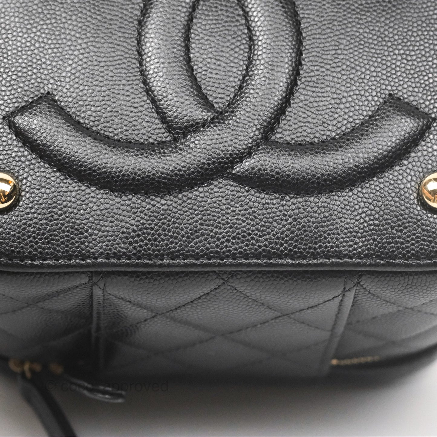 Chanel Quilted Top Handle Vanity Case Black Caviar Gold Hardware