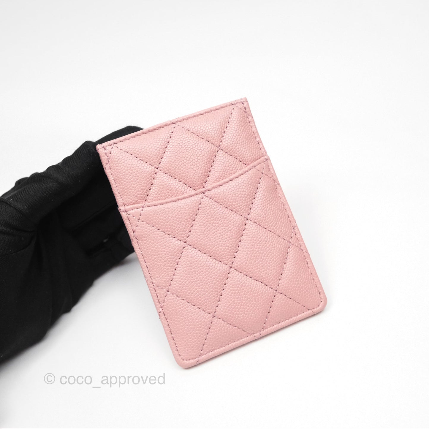 Chanel CC Resin Stone Card Holder Pink Caviar 23K