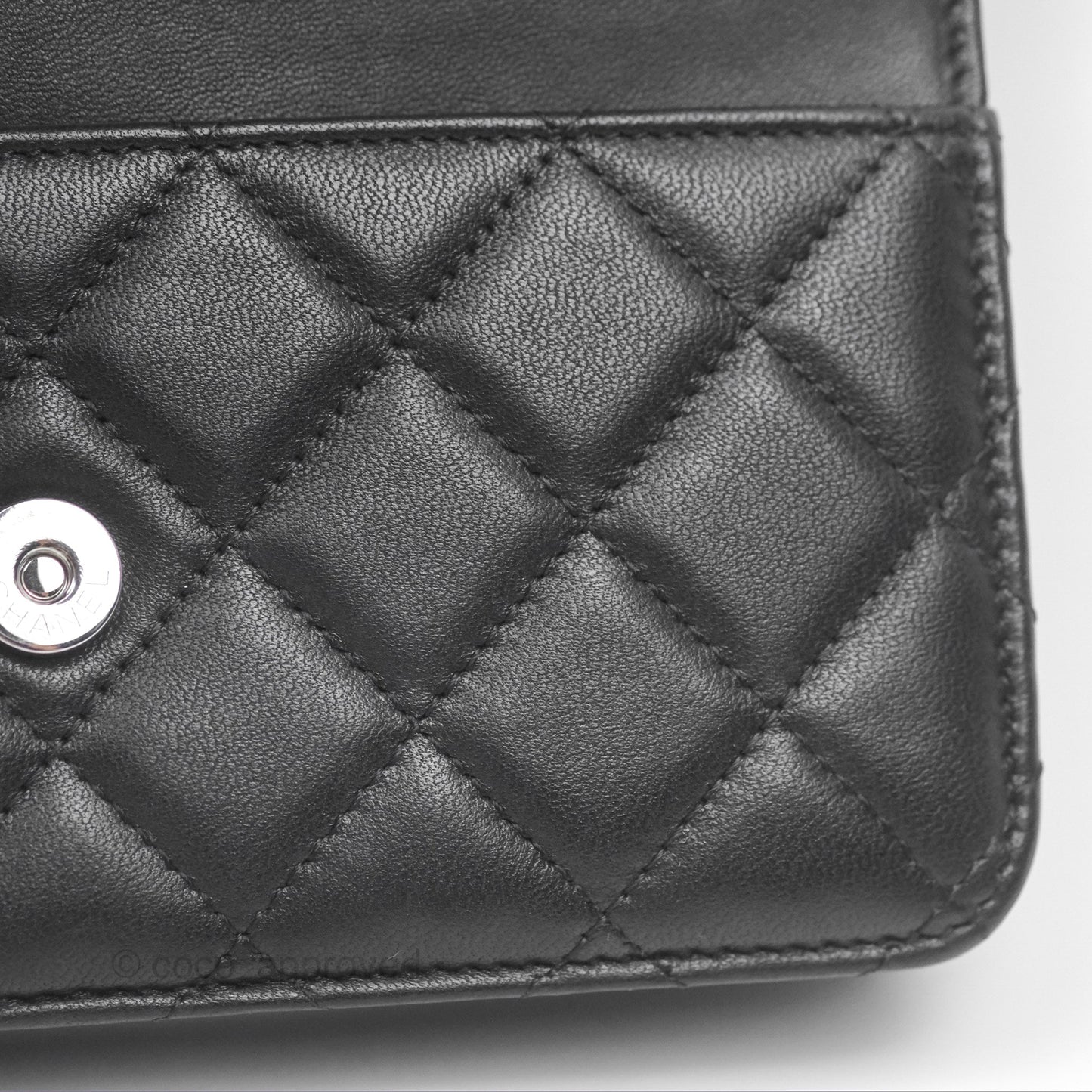 Chanel Quilted Classic Wallet on Chain WOC Black Lambskin Silver Hardware
