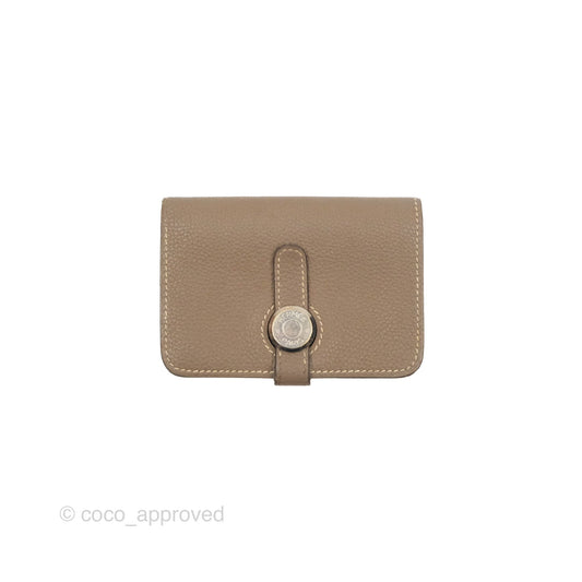 Hermes Dogon Card Case Etoupe Togo Palladium Hardware