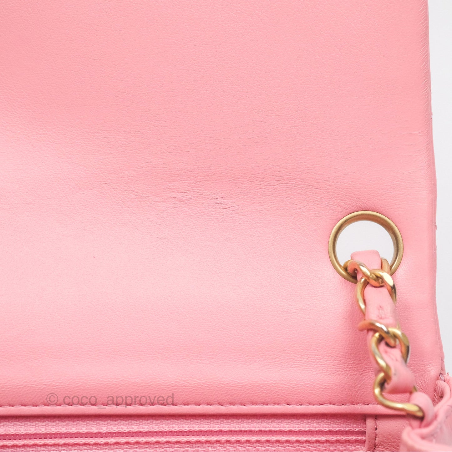 Chanel Mini Square Pink Lambskin Aged Gold Hardware