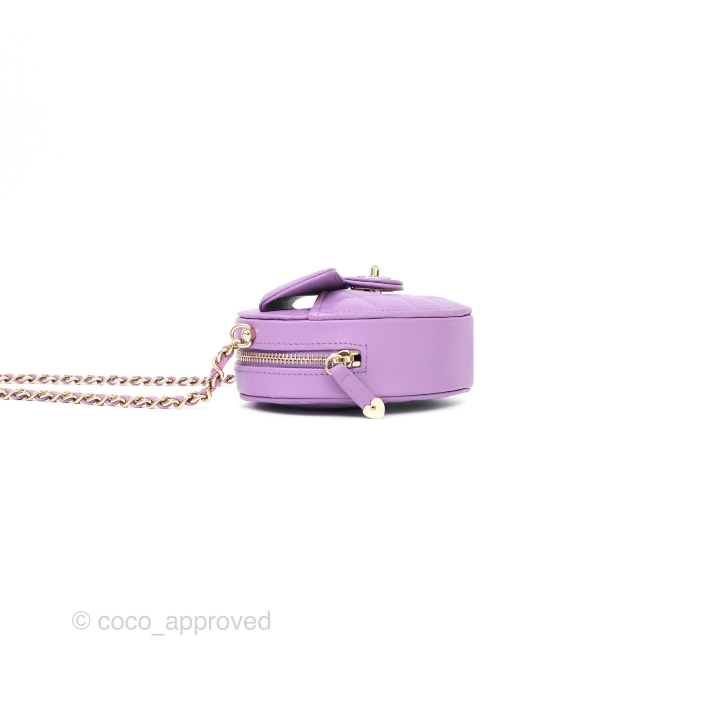 Chanel Small Heart Bag Purple Lambskin Gold Hardware 22S