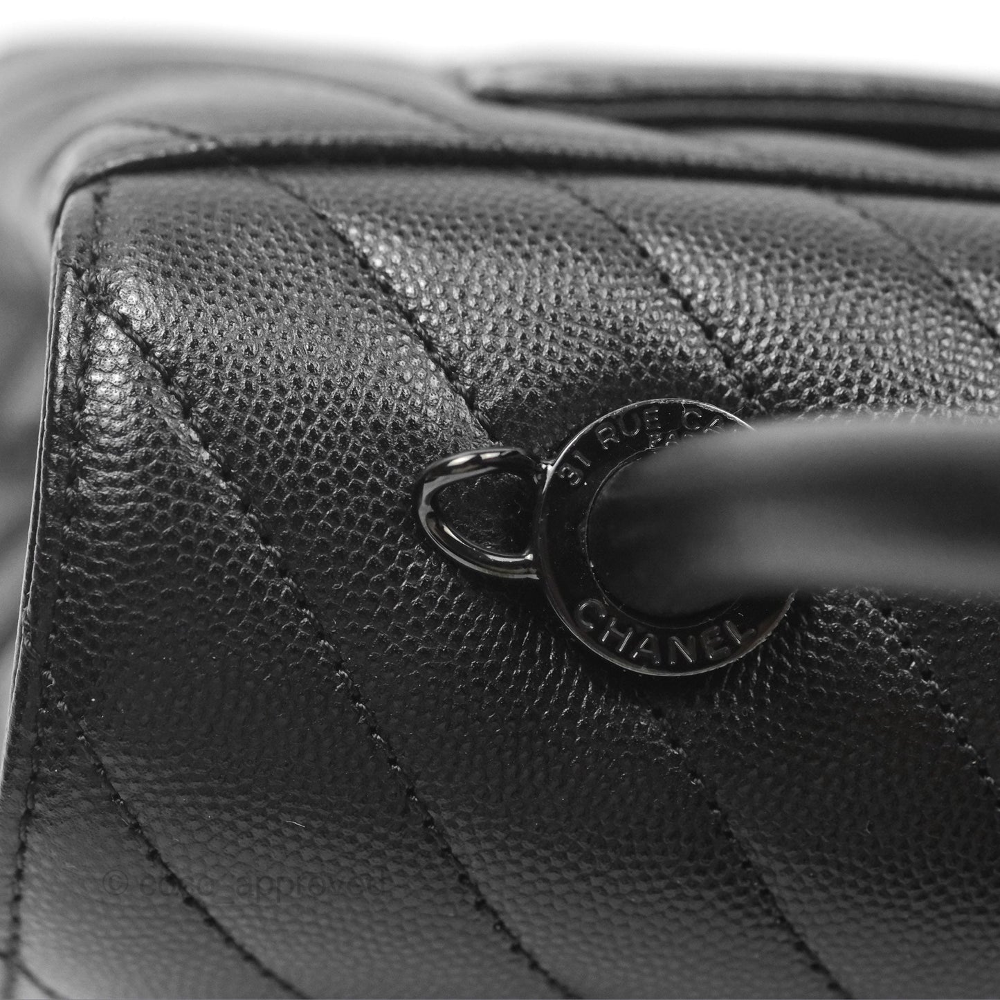 Chanel Small Coco Handle Chevron So Black Caviar
