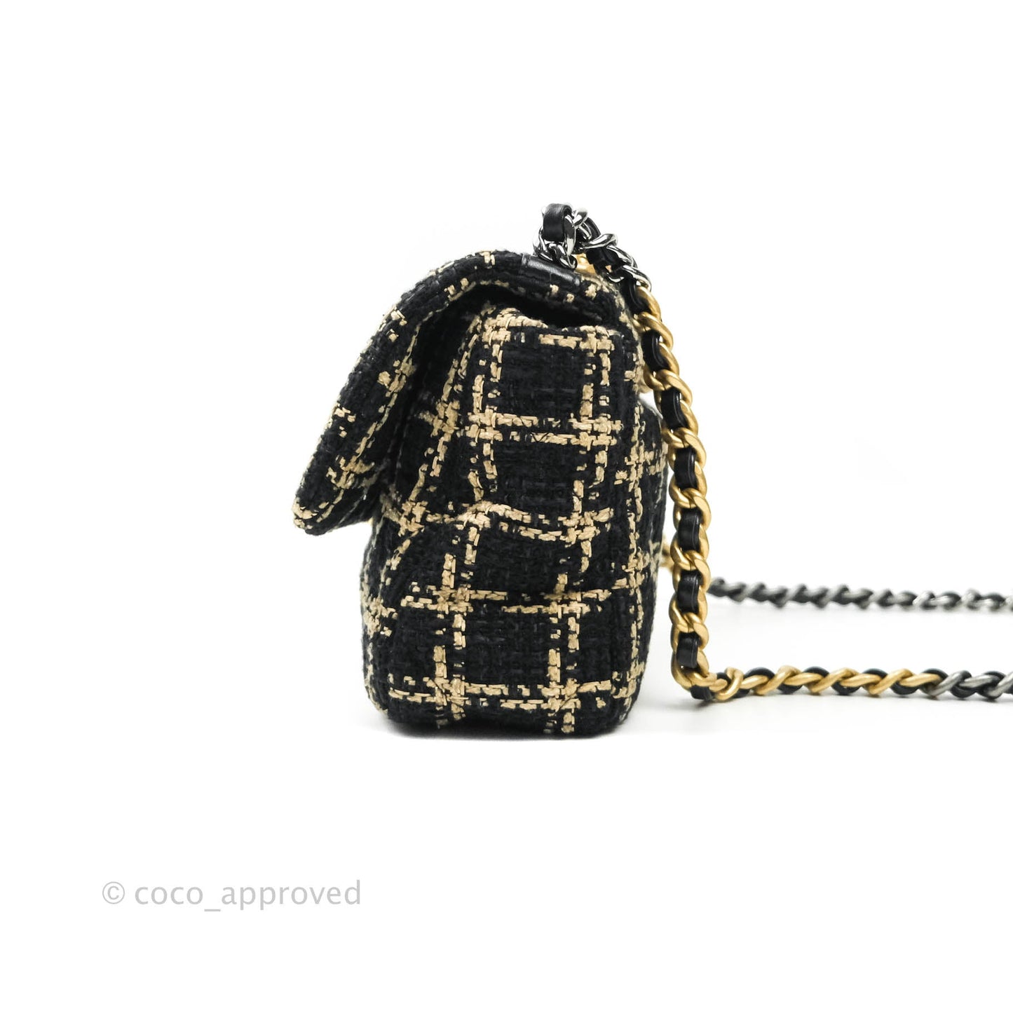 Chanel 19 Small Tweed Black Beige Mixed Hardware
