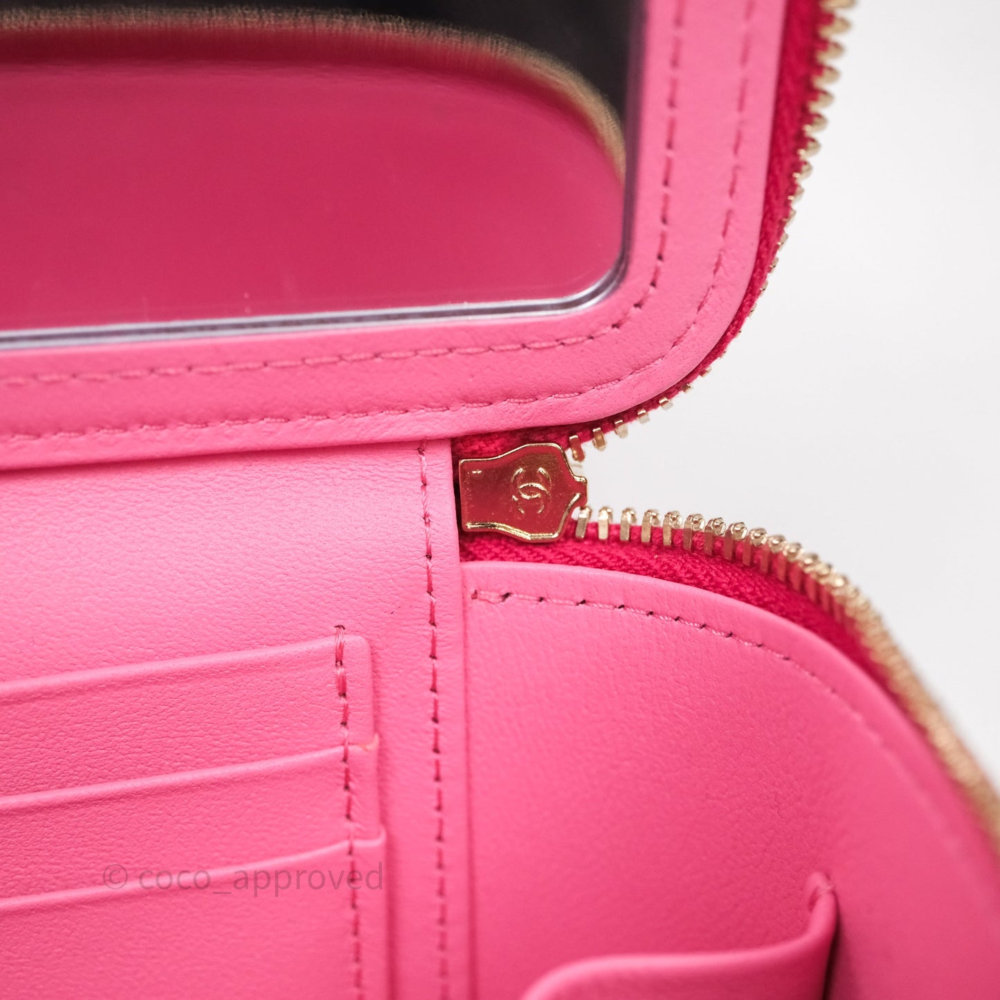 Chanel Vanity Rectangular Top Handle Pink Lambskin Gold Hardware