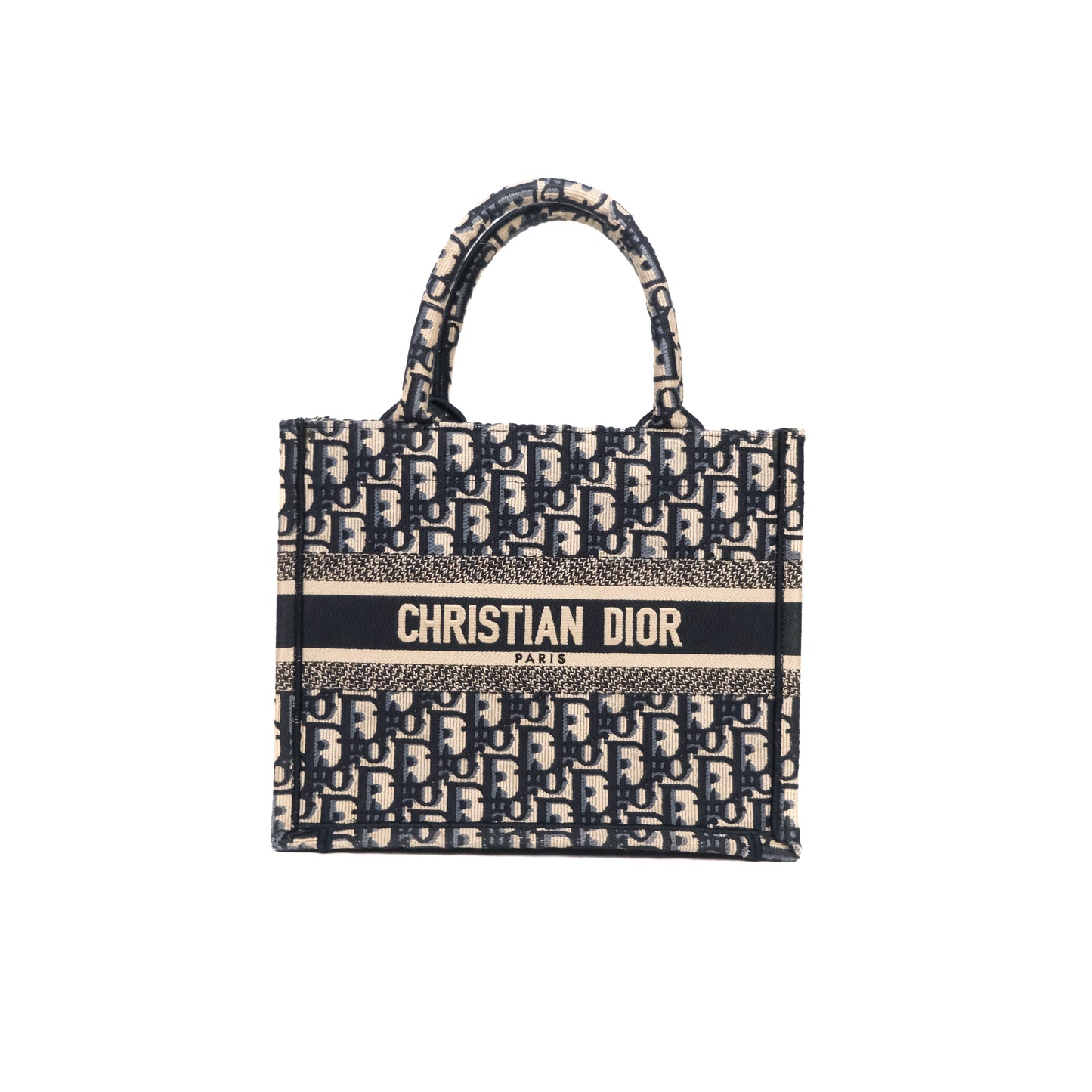 Christian Dior Small Dior Oblique Embroidery Canvas Book Tote