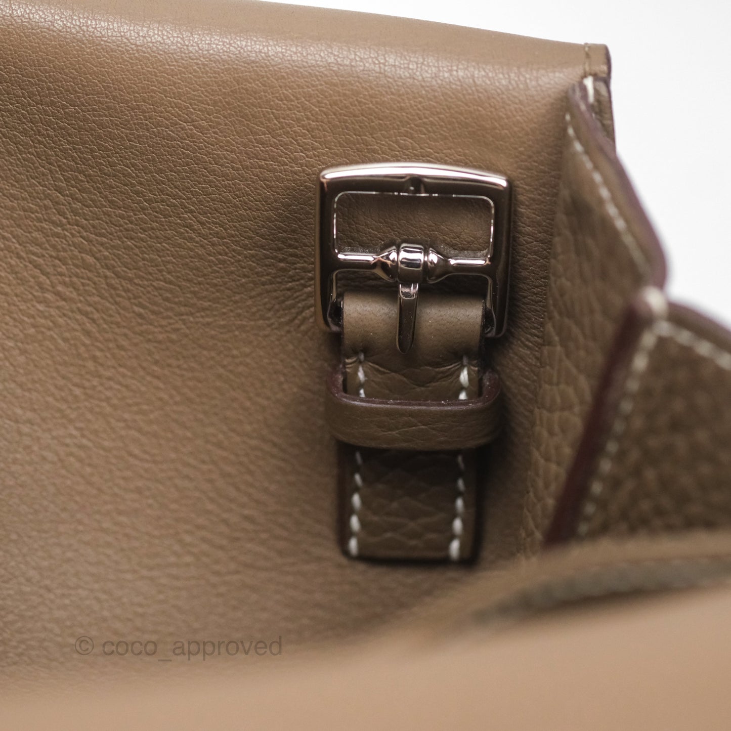 Hermès Halzan 31 Etoupe Clemence Palladium Hardware