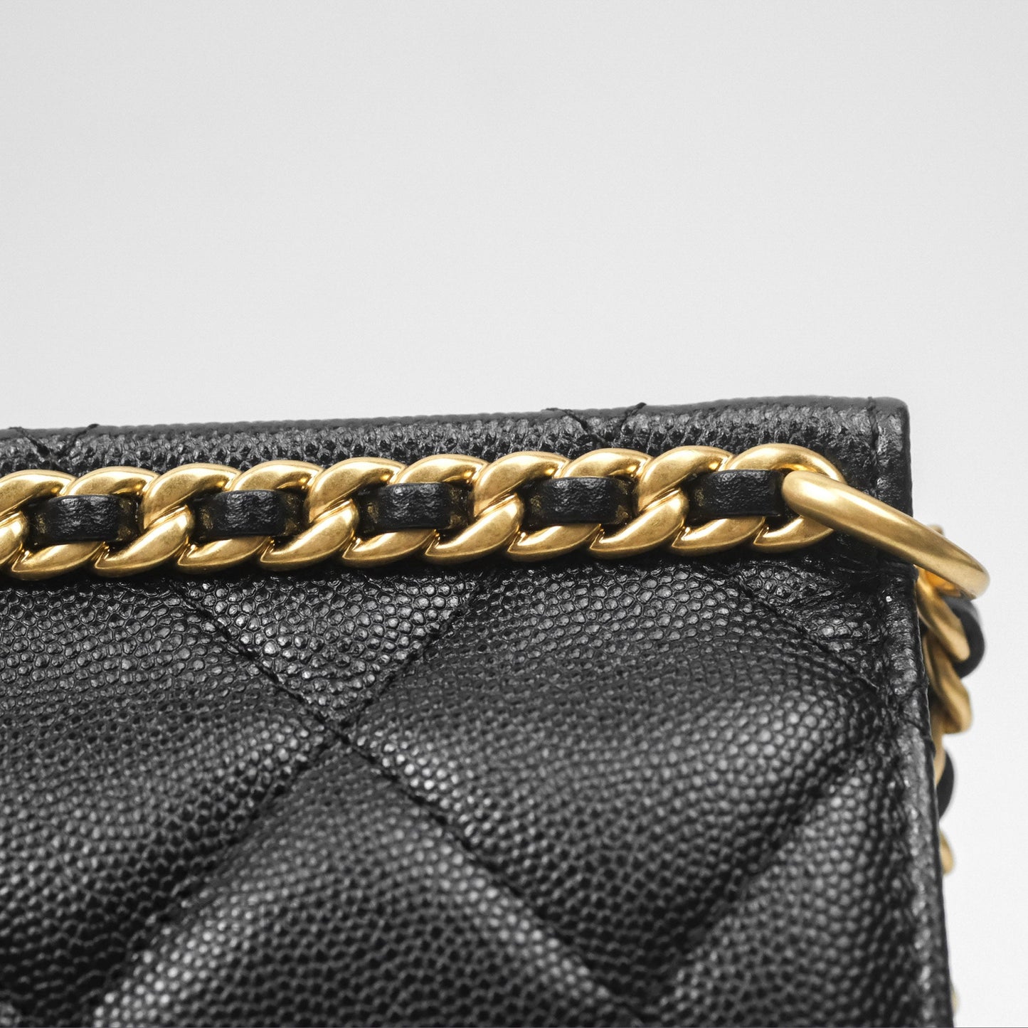 Chanel Chain Flap Bag Black Caviar Aged Gold Hardware 23A