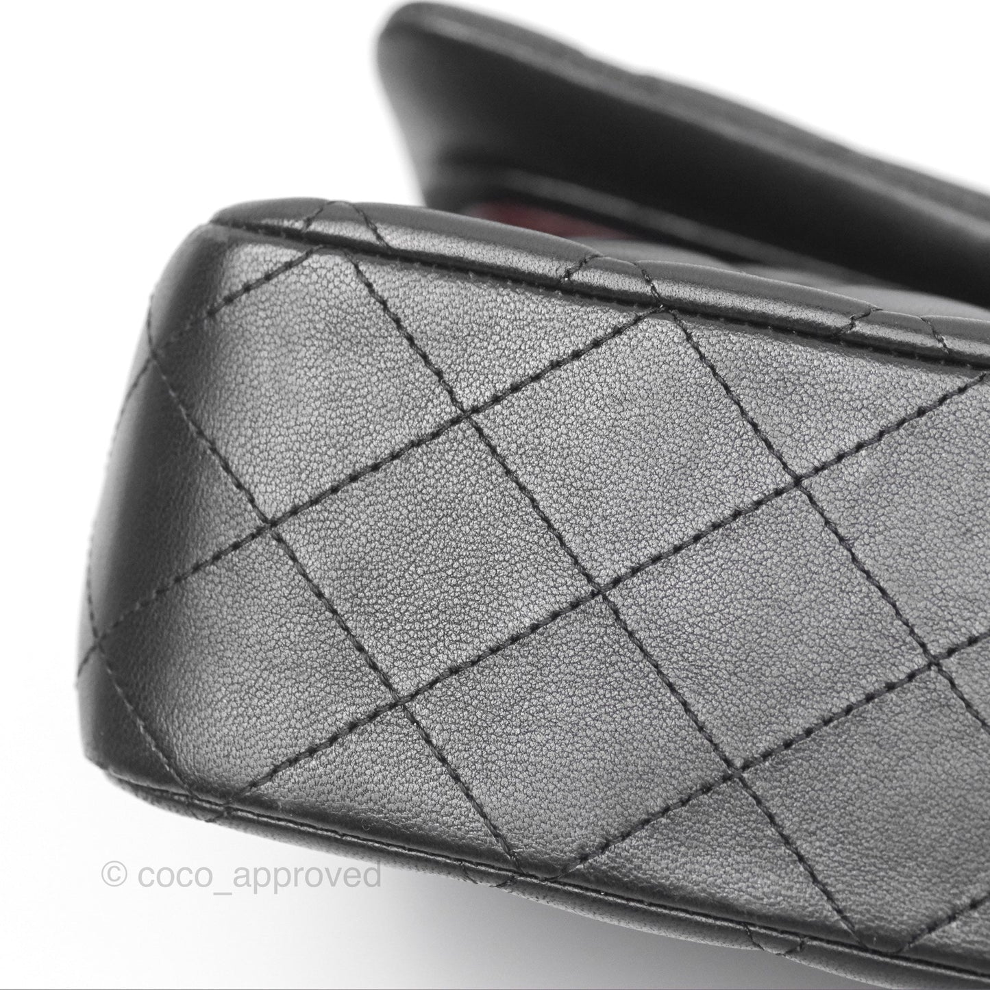 Chanel Classic M/L Medium Flap Quilted Black Lambskin Silver Hardware