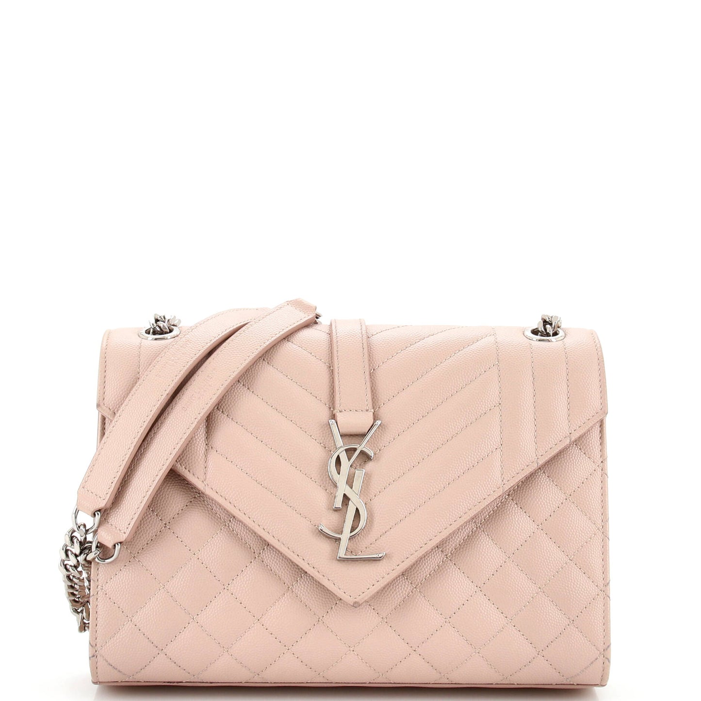 Luxury Saint Laurent Classic Monogram Envelope Satchel Mixed Matelasse Leather Medium