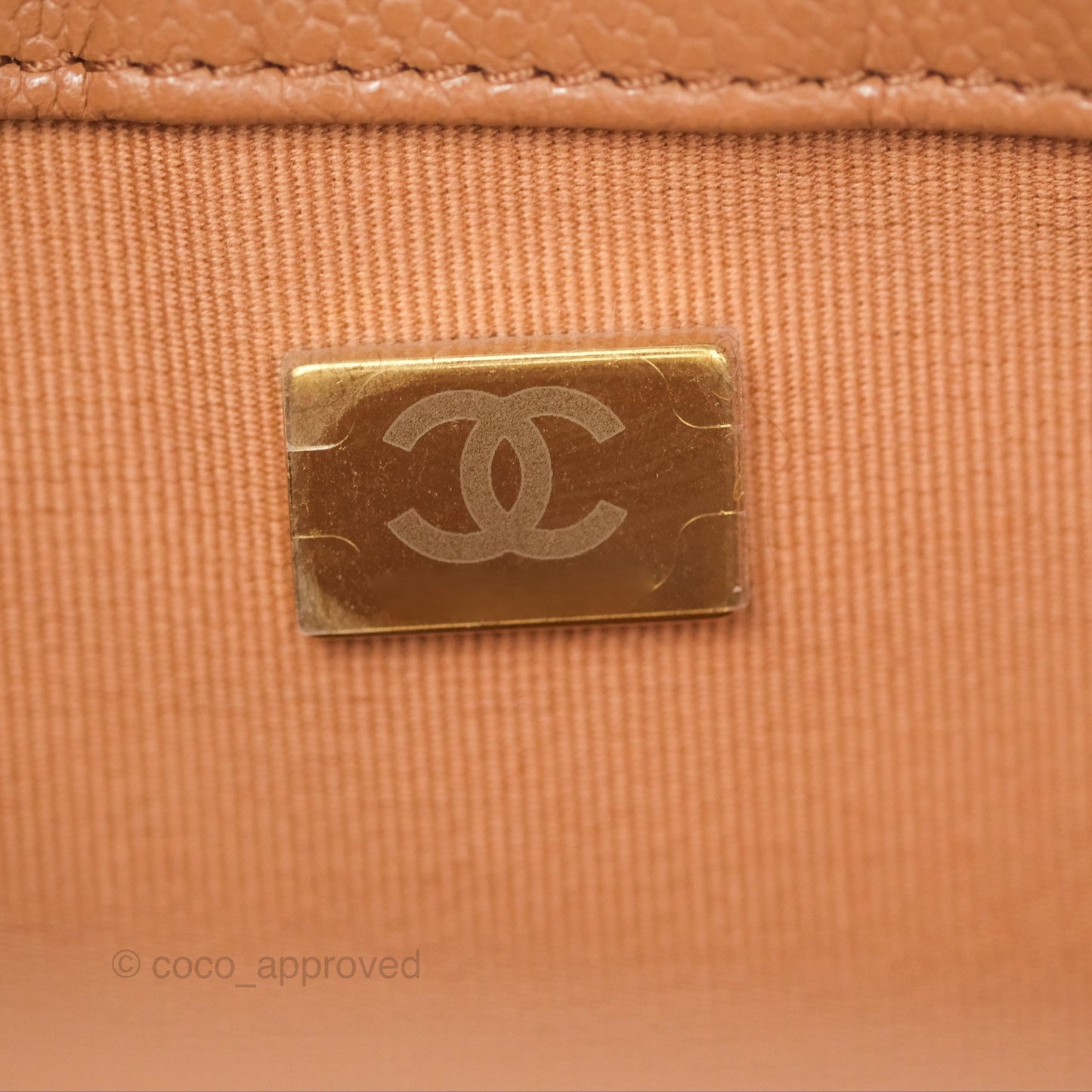 Chanel Quilted Medium Boy Dark Caramel Beige Caviar Gold Hardware