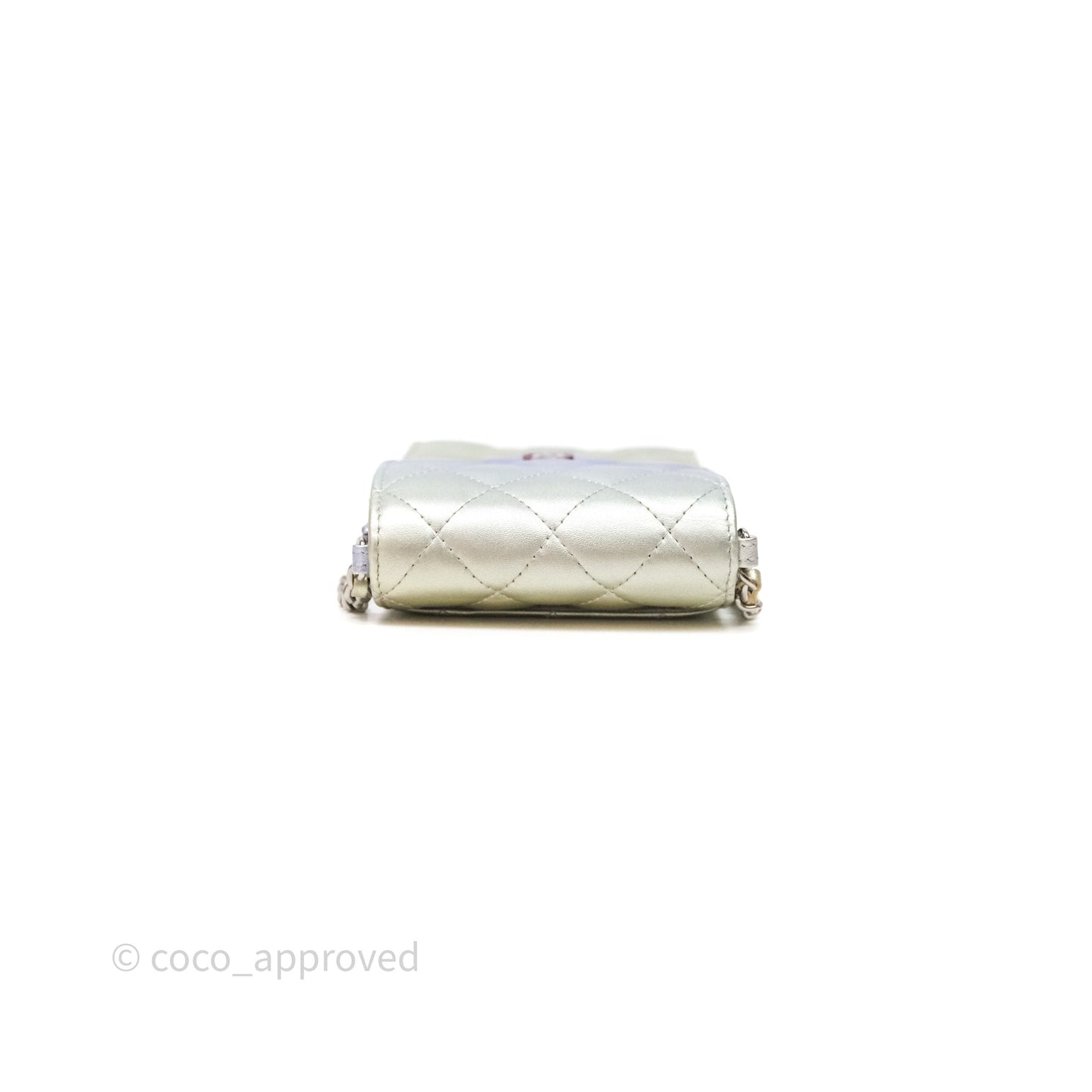 Chanel Classic Quilted Metallic Rainbow Lambskin Phone Holder Rainbow Hardware