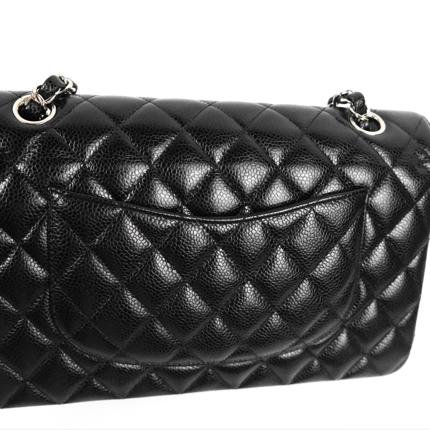 Chanel Classic M/L Medium Flap Quilted Black Caviar Silver Hardware