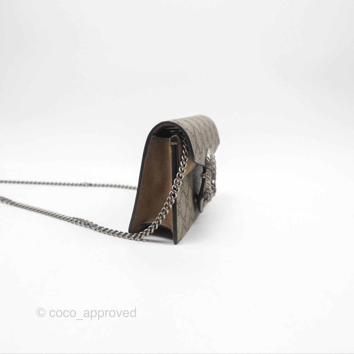 Gucci Dionysus GG Supreme Super Mini Crossbody Bag Ruthenium Hardware