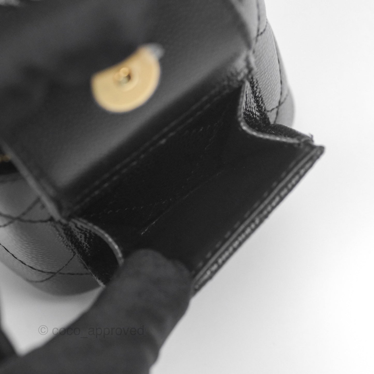 Chanel Cargo Pocket Top Handle Vanity with Chain Black Caviar Gold Hardware