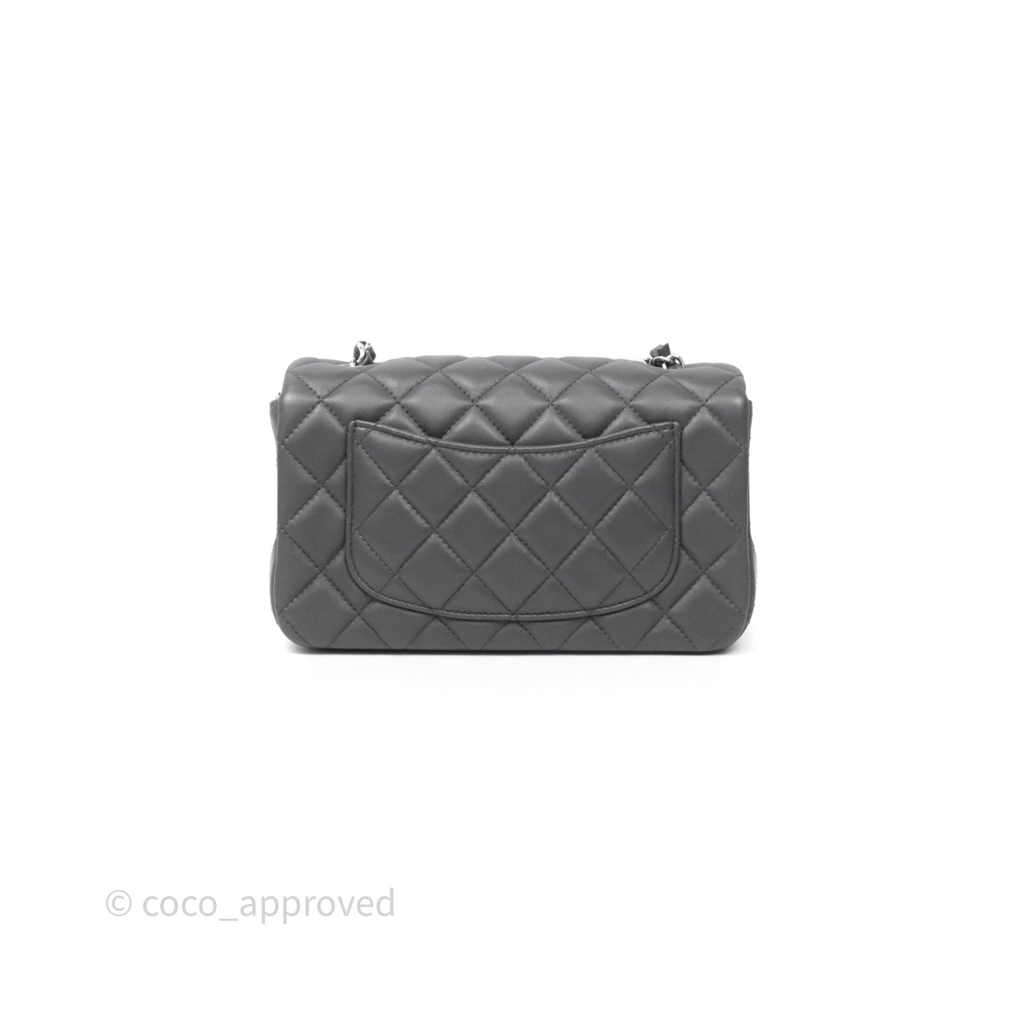 Chanel Quilted Mini Rectangular Dark Grey Lambskin Silver Hardware