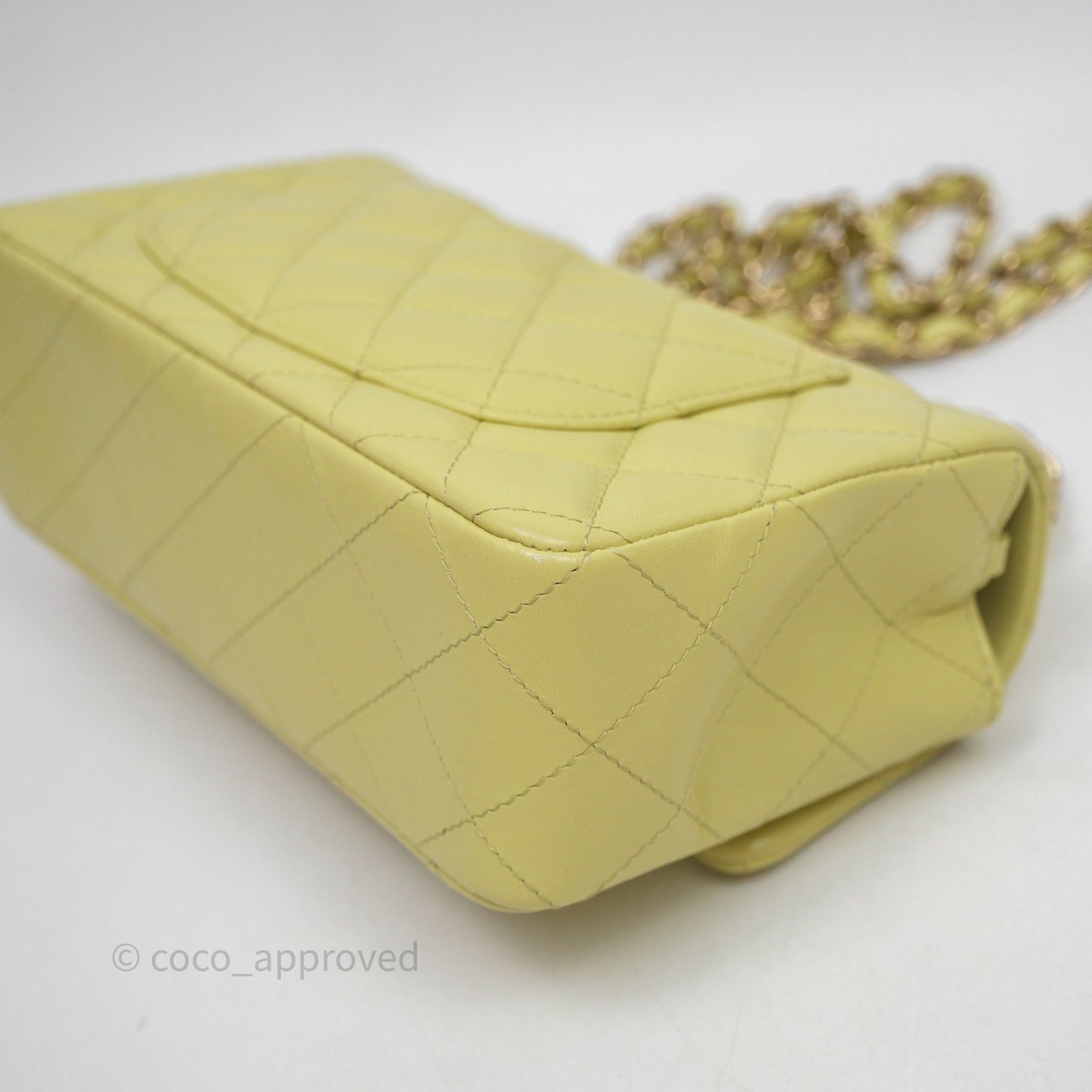 Chanel Mini Rectangular Flap Quilted Green Lambskin Gold Hardware