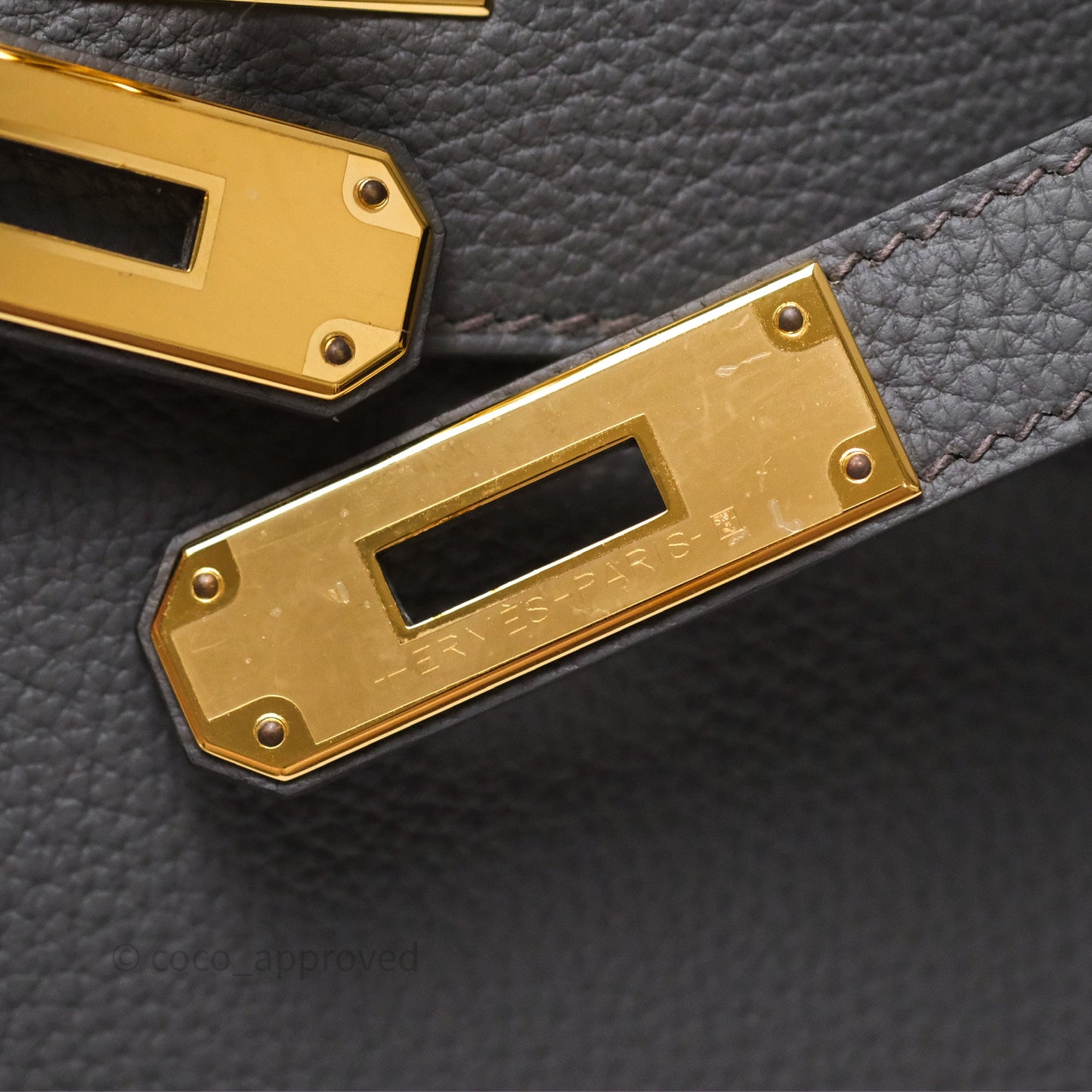Hermès Kelly II 28 Retourne Etain 8F Togo Gold Hardware