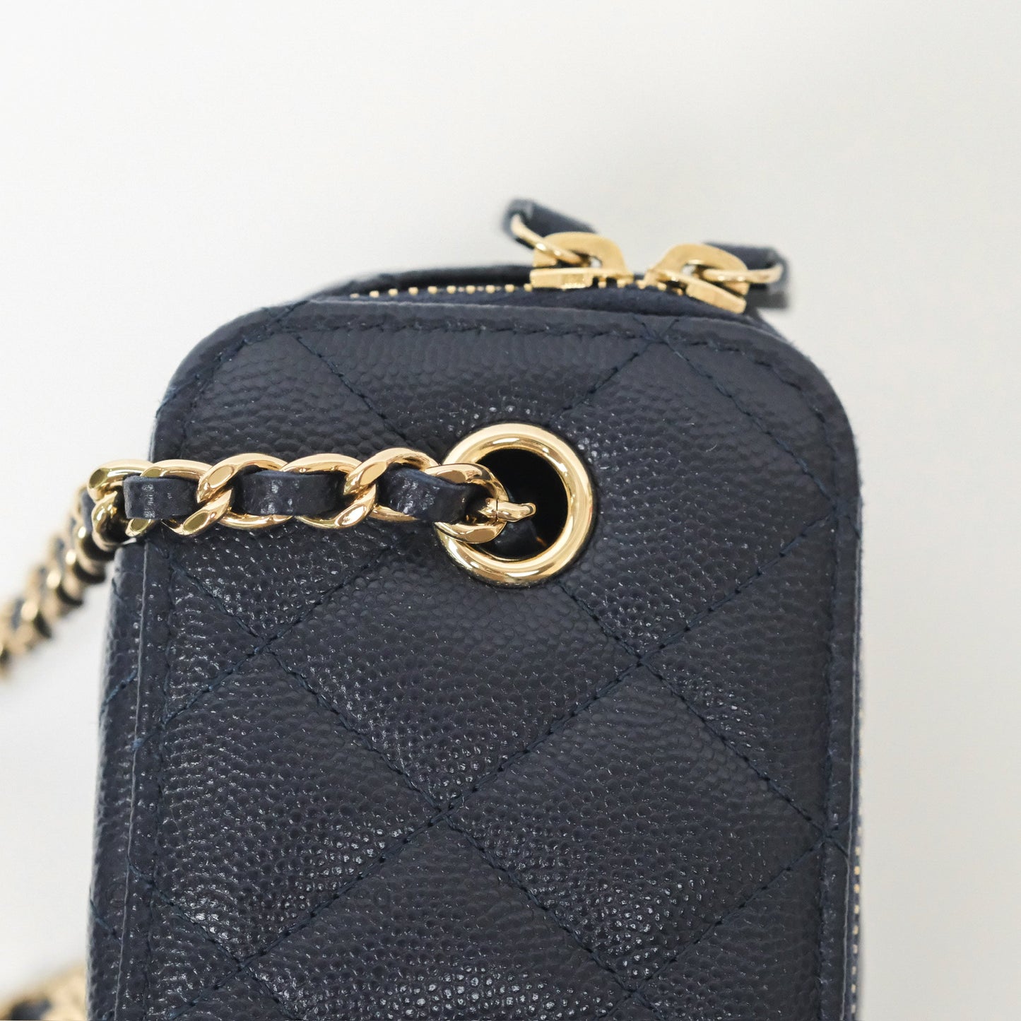 Chanel Mini Vanity With Chain Navy Caviar Gold Hardware