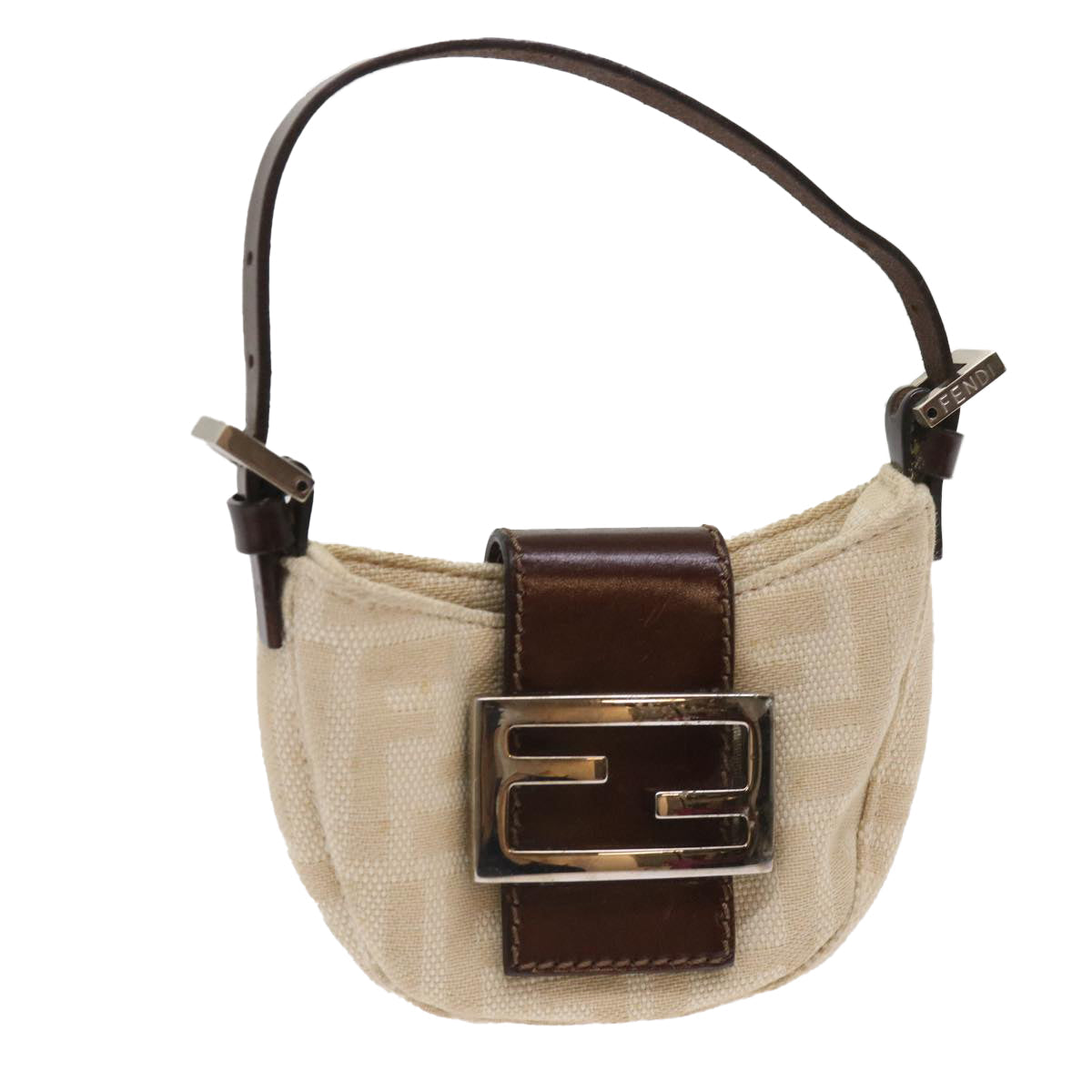 Luxury FendiZucca Canvas Mini Mamma Baguette Hand Bag Beige Brown64795